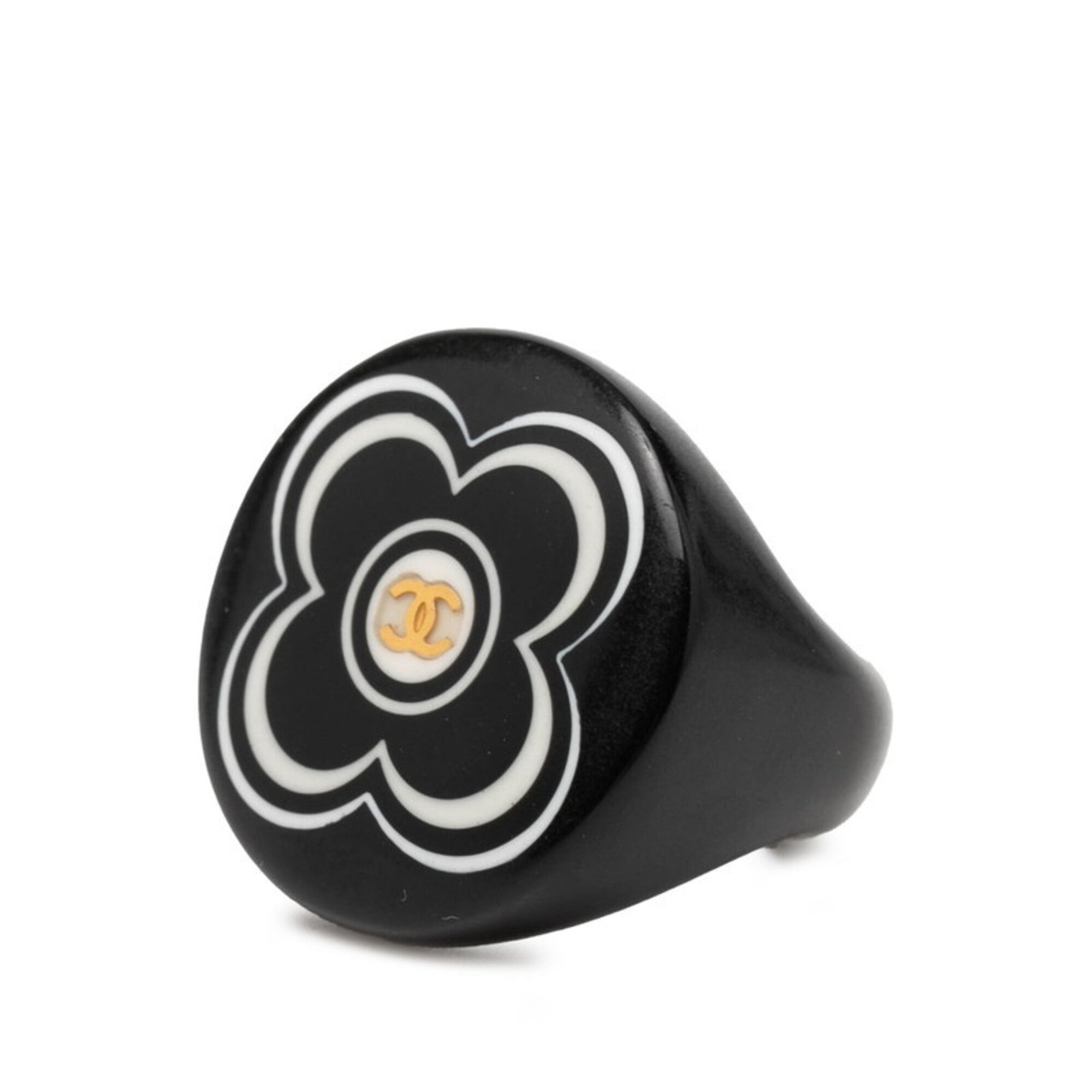 Chanel Black Plastic Band Ring (Pre-Owned)