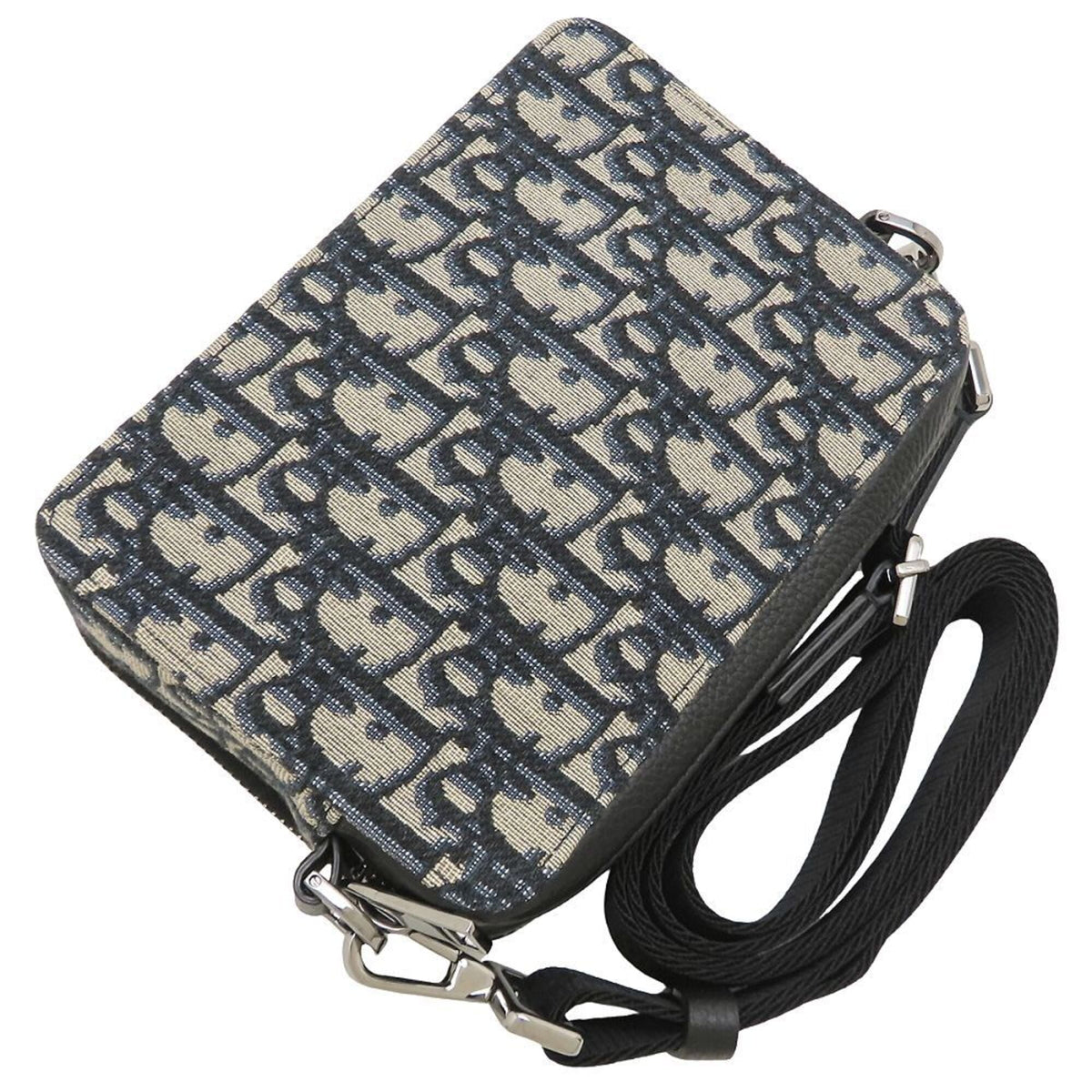Christian Dior Beige Black Cotton Leather Shoulder Bag (Pre-Owned)