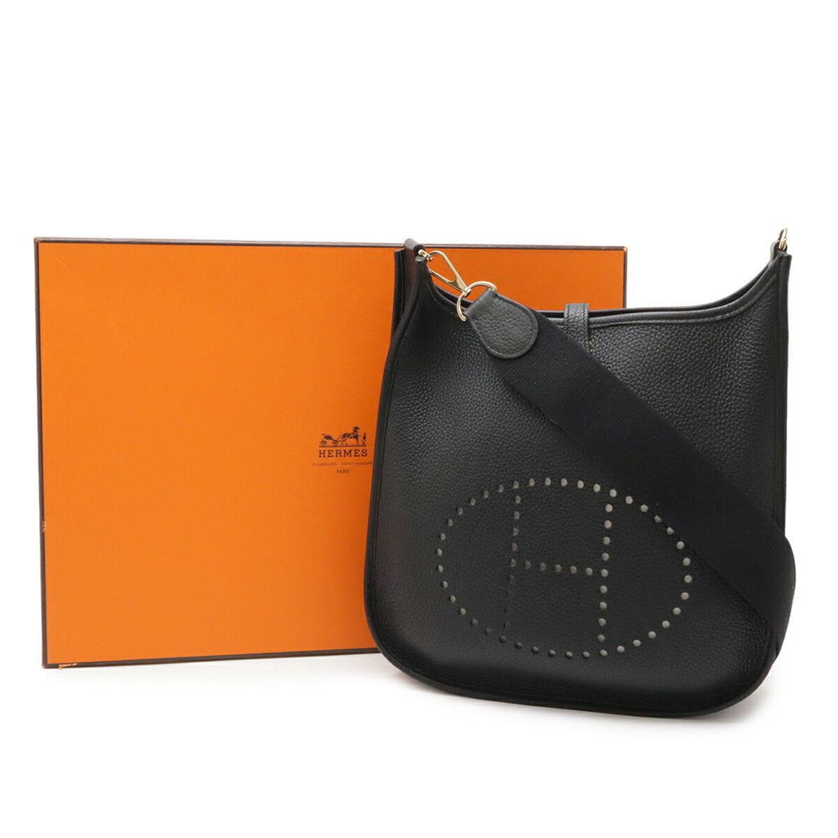 Hermes Evelyne Black Taurillon Clemence Leather Shoulder Bag (Pre-Owned)