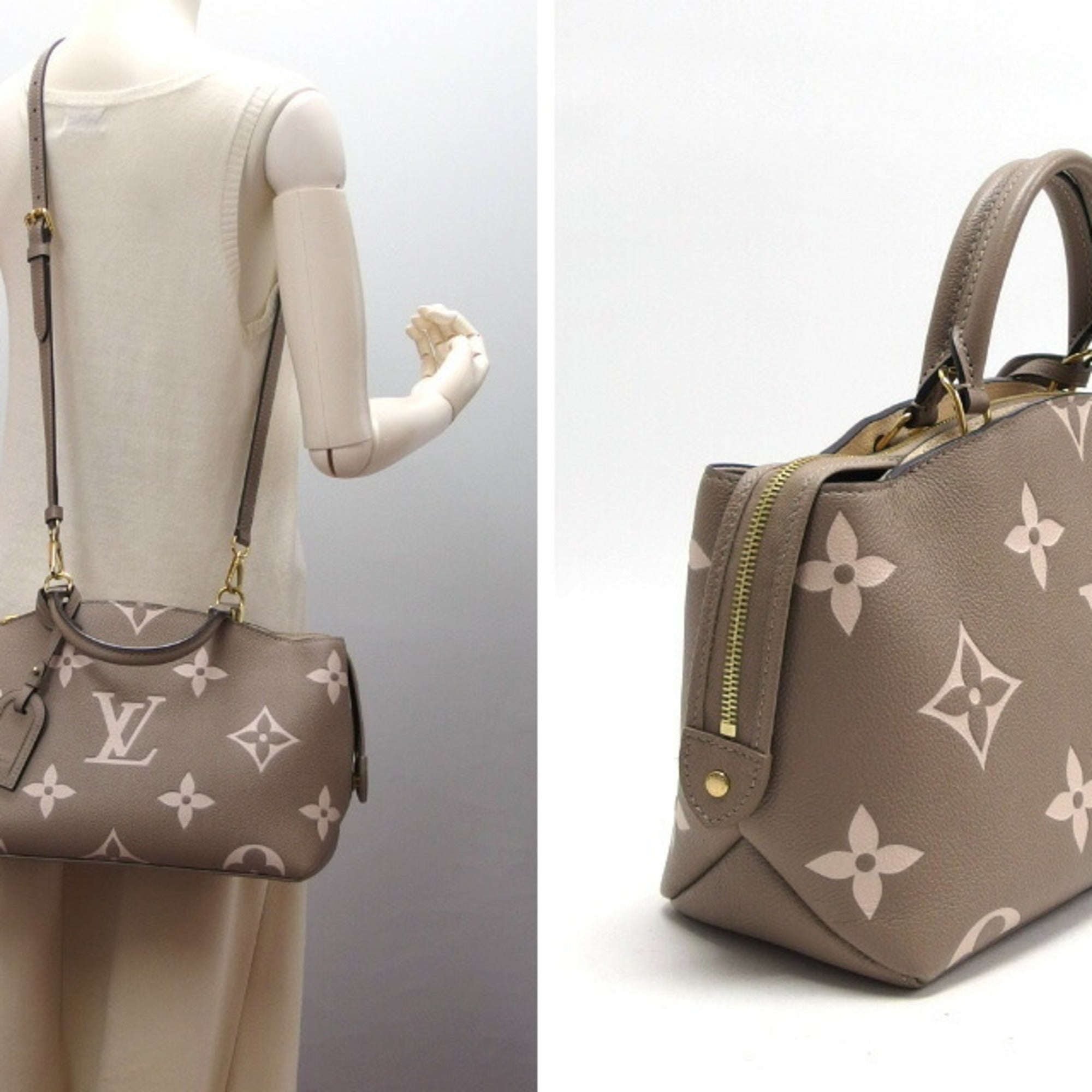 Louis Vuitton Gray Beige Grayish Monogram Empreinte Leather Handbag Shoulder Bag Tote Bag (Pre-Owned)