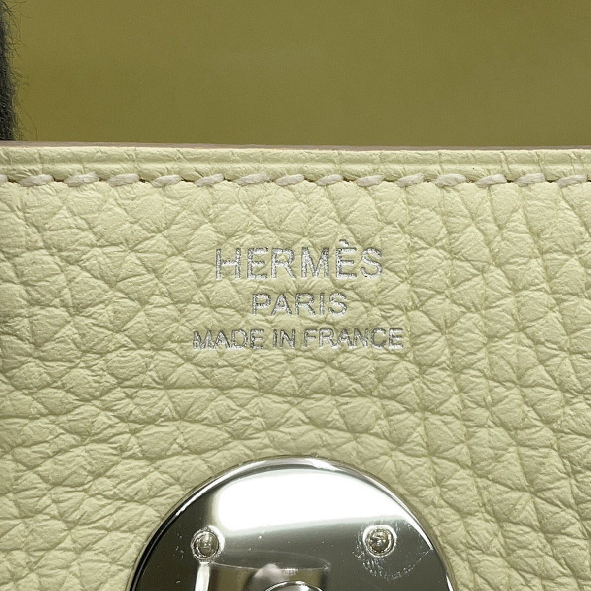 Hermes Cream Taurillon Clemence Leather Handbag (Pre-Owned)