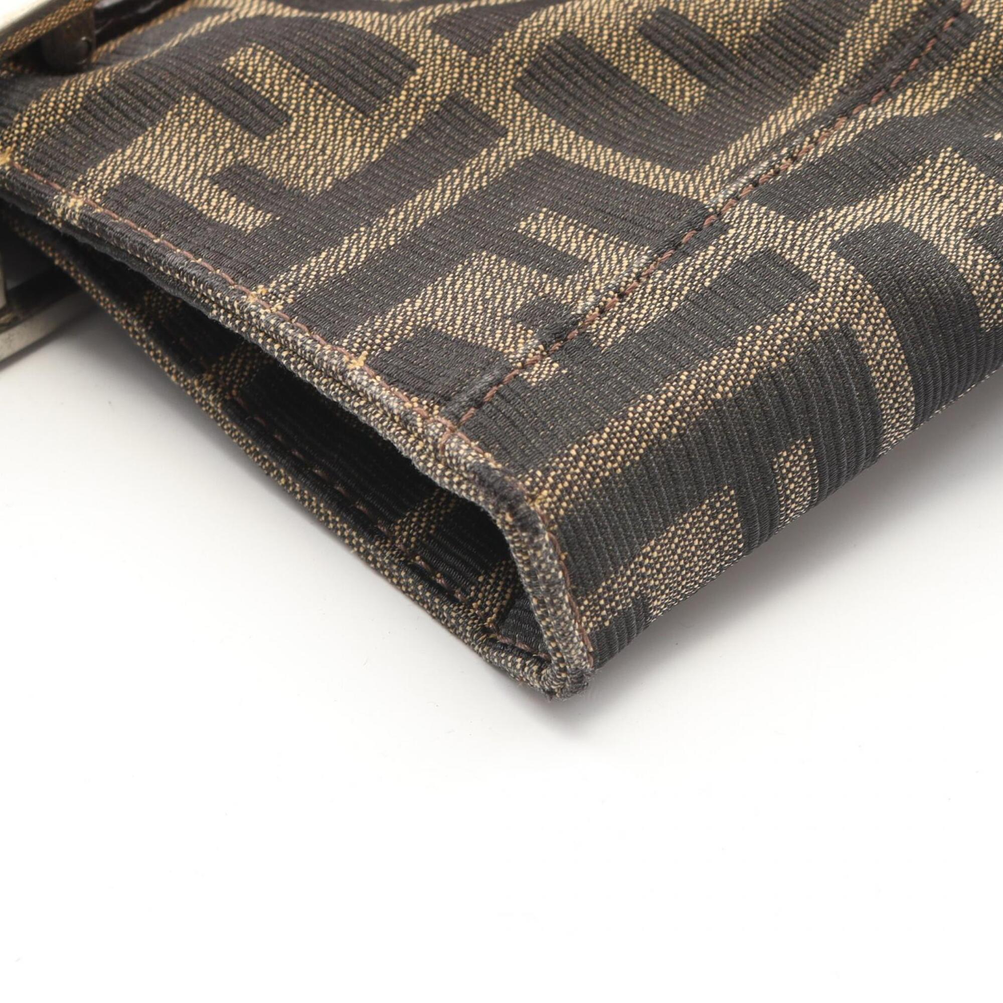 Fendi Zucca Brown Canvas Leather Handbag Tote Bag (Pre-Owned)