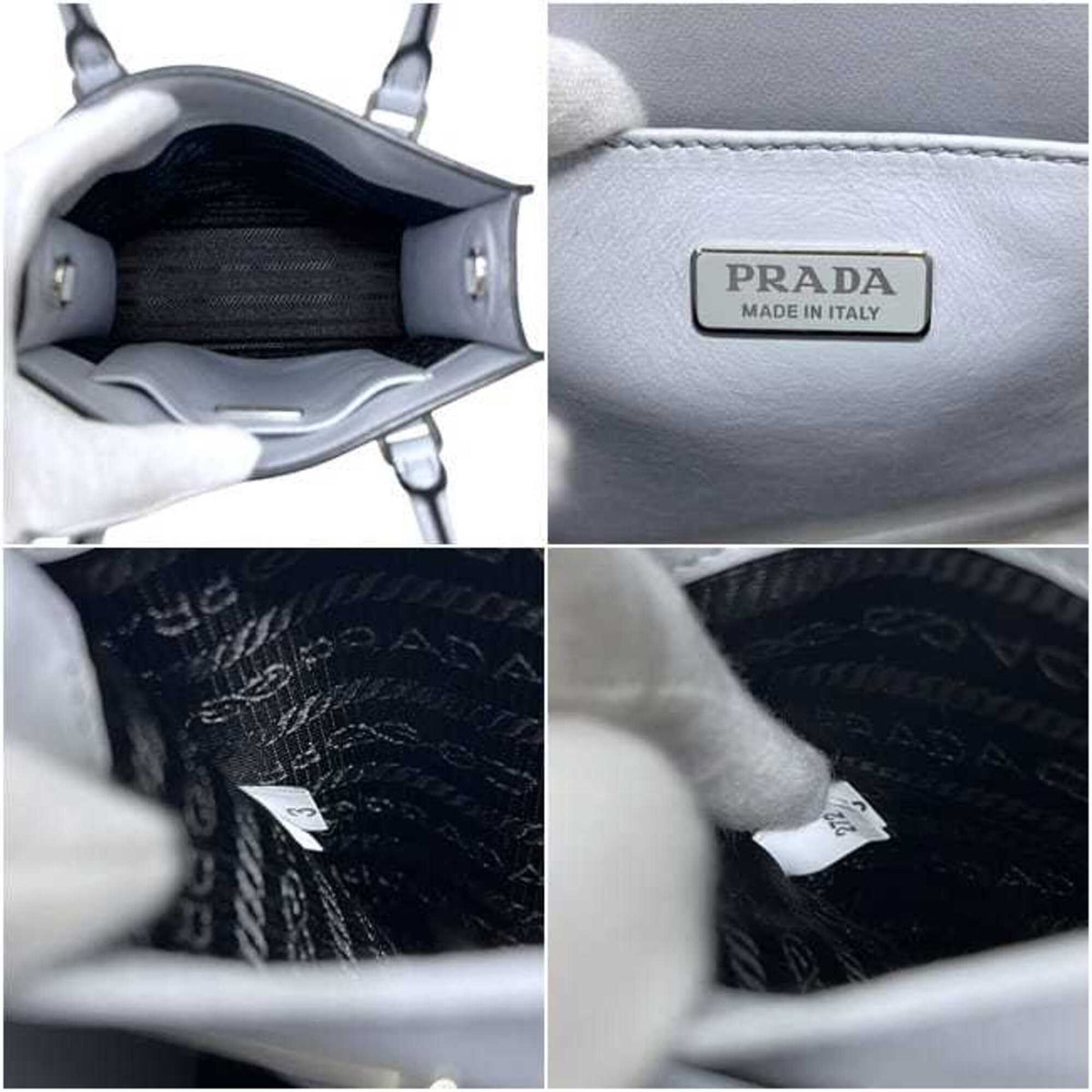 Prada Gray Leather Shoulder Bag (Pre-Owned)