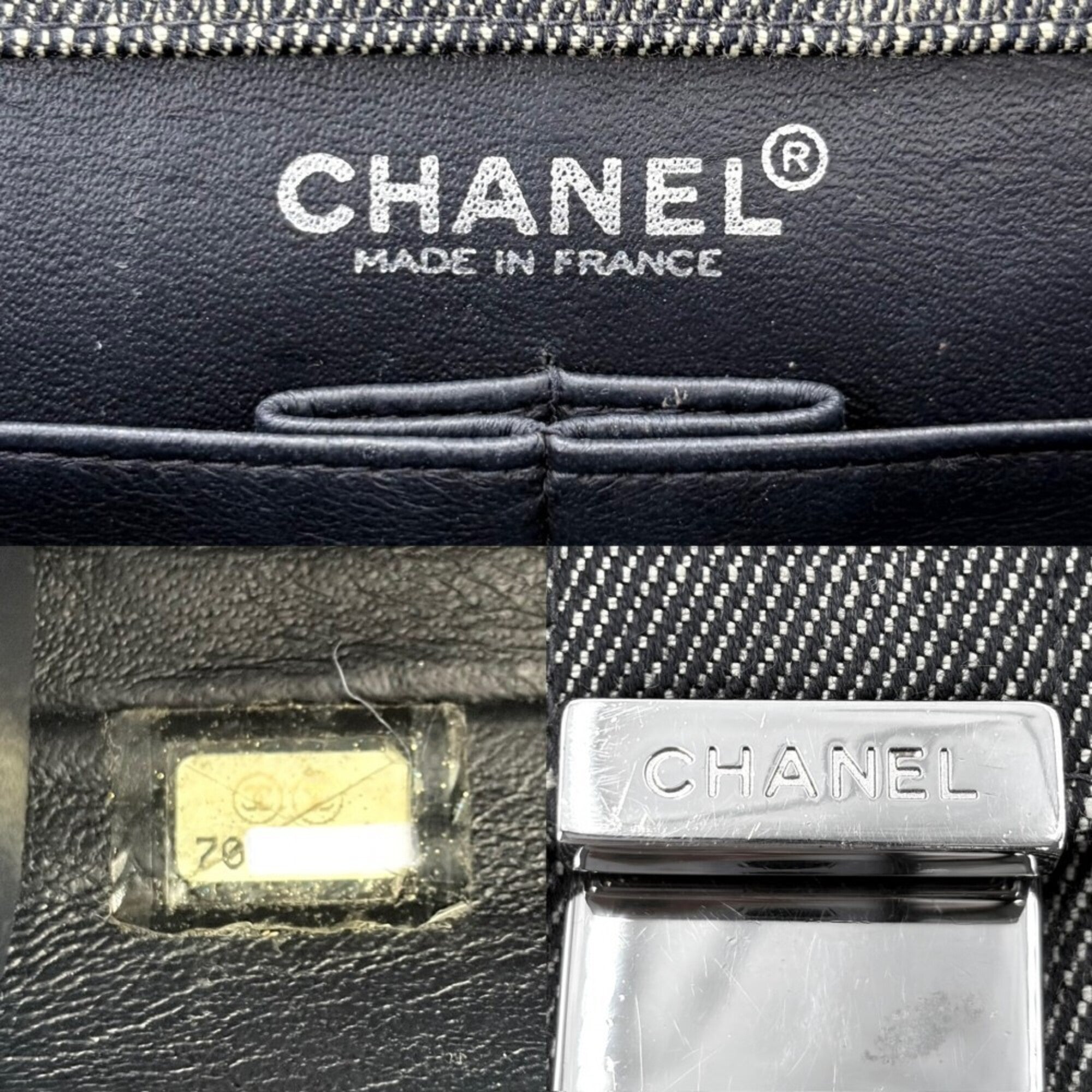 Chanel Gray Denim Handbag Shoulder Bag (Pre-Owned)