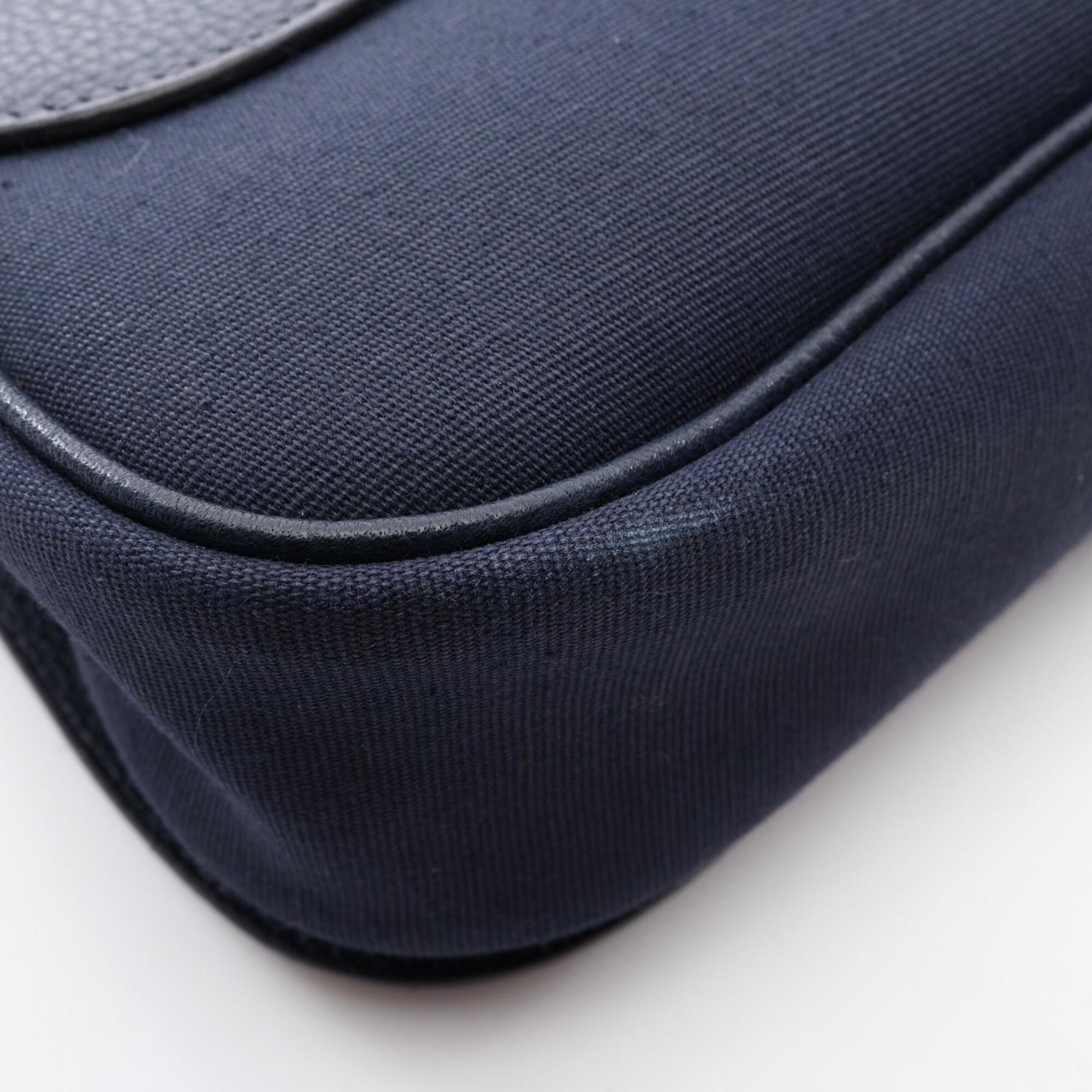 Hermes Blue Indigo Navy Vache Liegee Leather Toile Officier Handbag Shoulder Bag (Pre-Owned)
