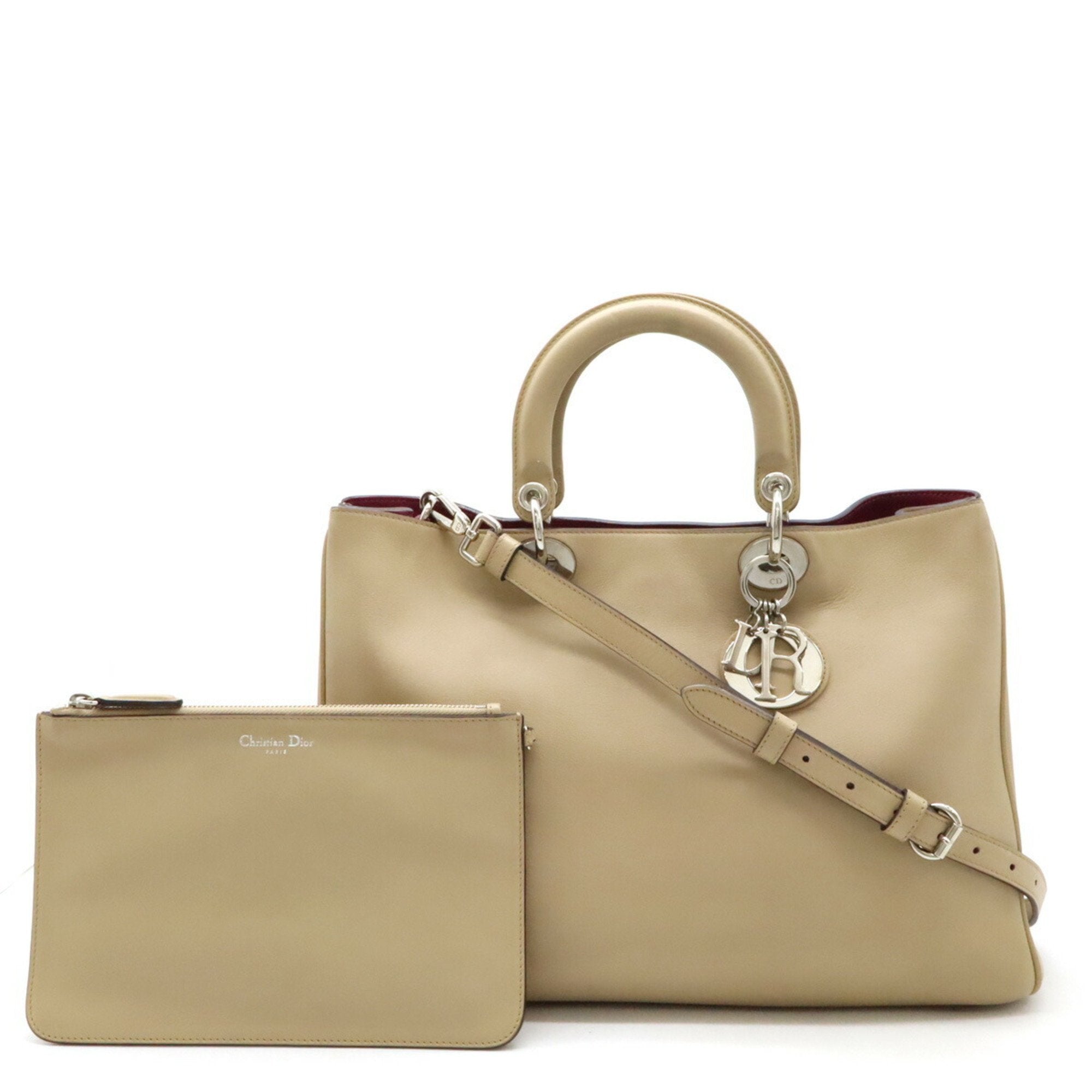 Christian Dior Diorissimo Beige Purple Handbag Pouch Shoulder Bag Tote Bag (Pre-Owned)