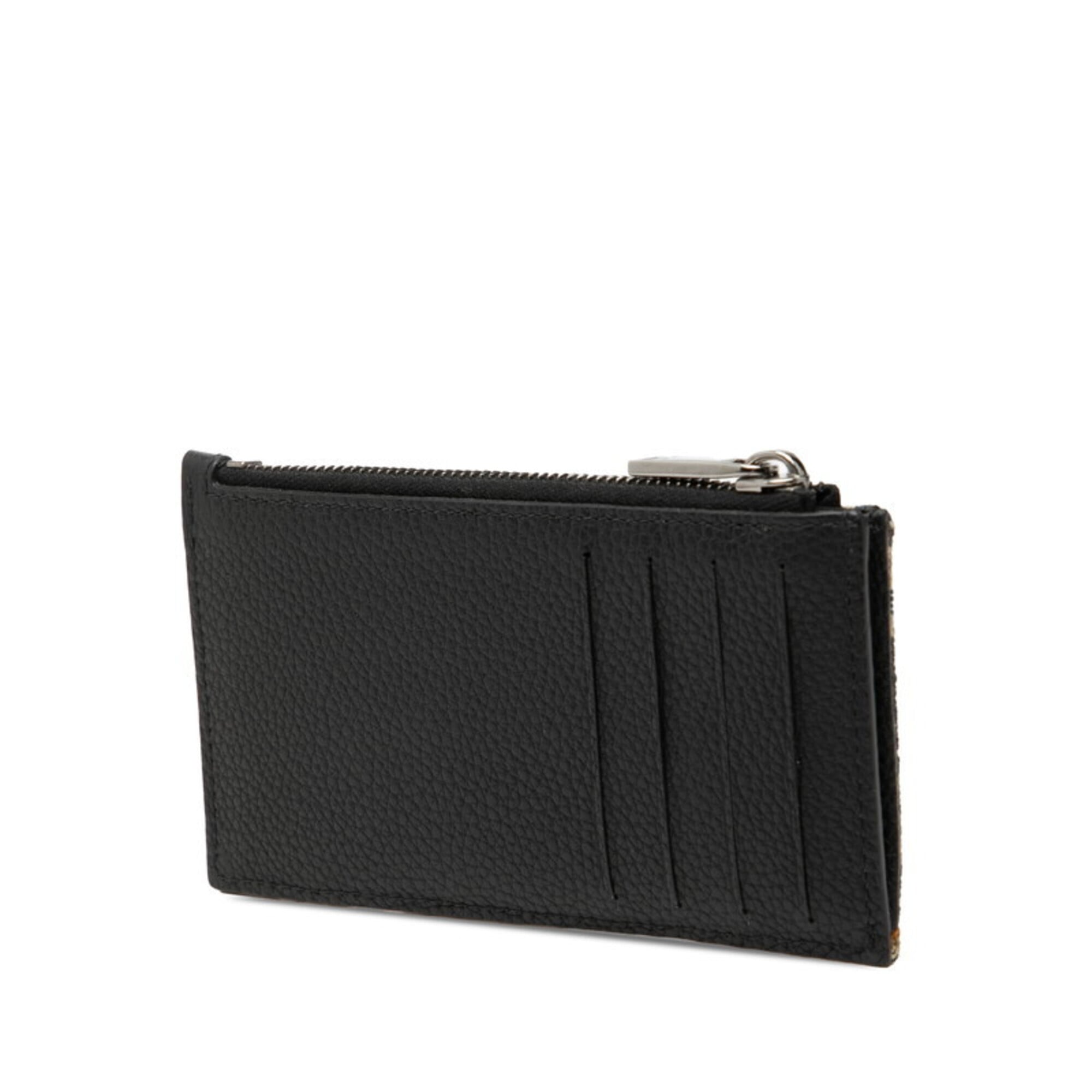 Christian Dior Beige Navy Jacquard Coin Purse/Coin Case (Pre-Owned)
