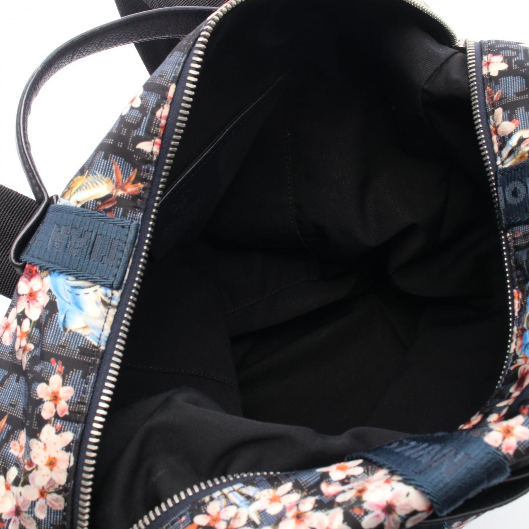Christian Dior Multi-Color Navy Nylon Leather Backpack Handbag (Pre-Owned)