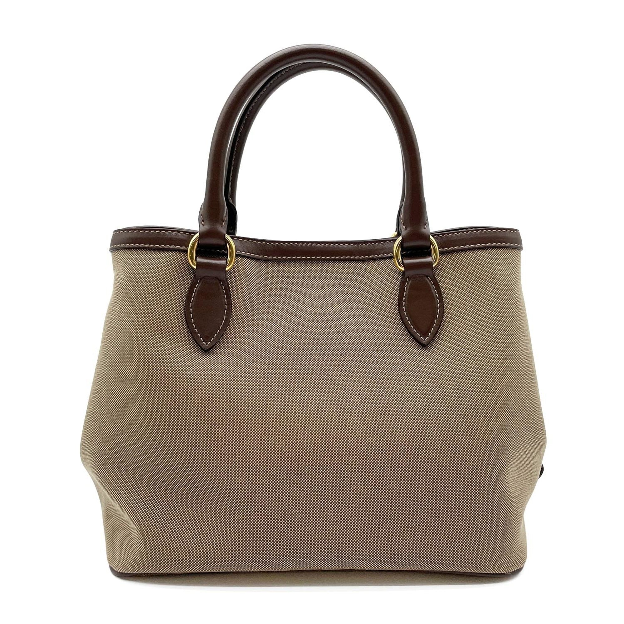 Prada Brown Canvas Leather Shoulder Bag (Pre-Owned)
