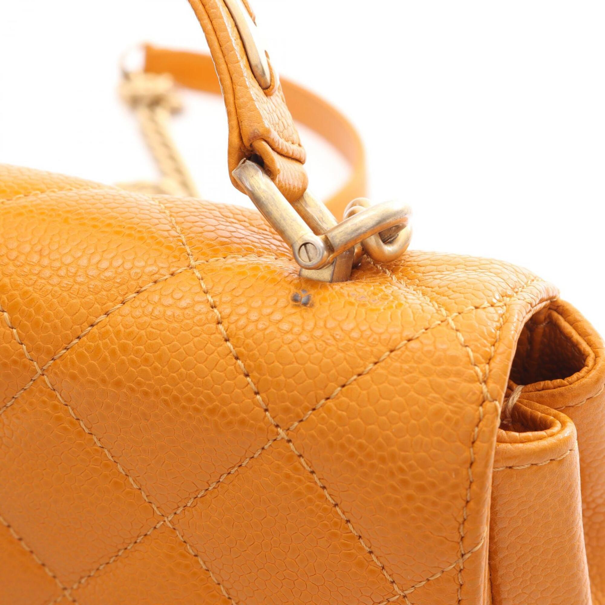 Chanel Orange Grained Calfskin Handbag Shoulder Bag (Pre-Owned)