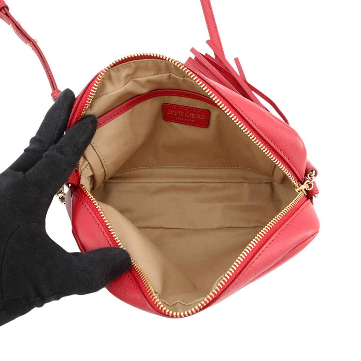 Jimmy Choo Red Color Leather Handbag Shoulder Bag (Pre-Owned)