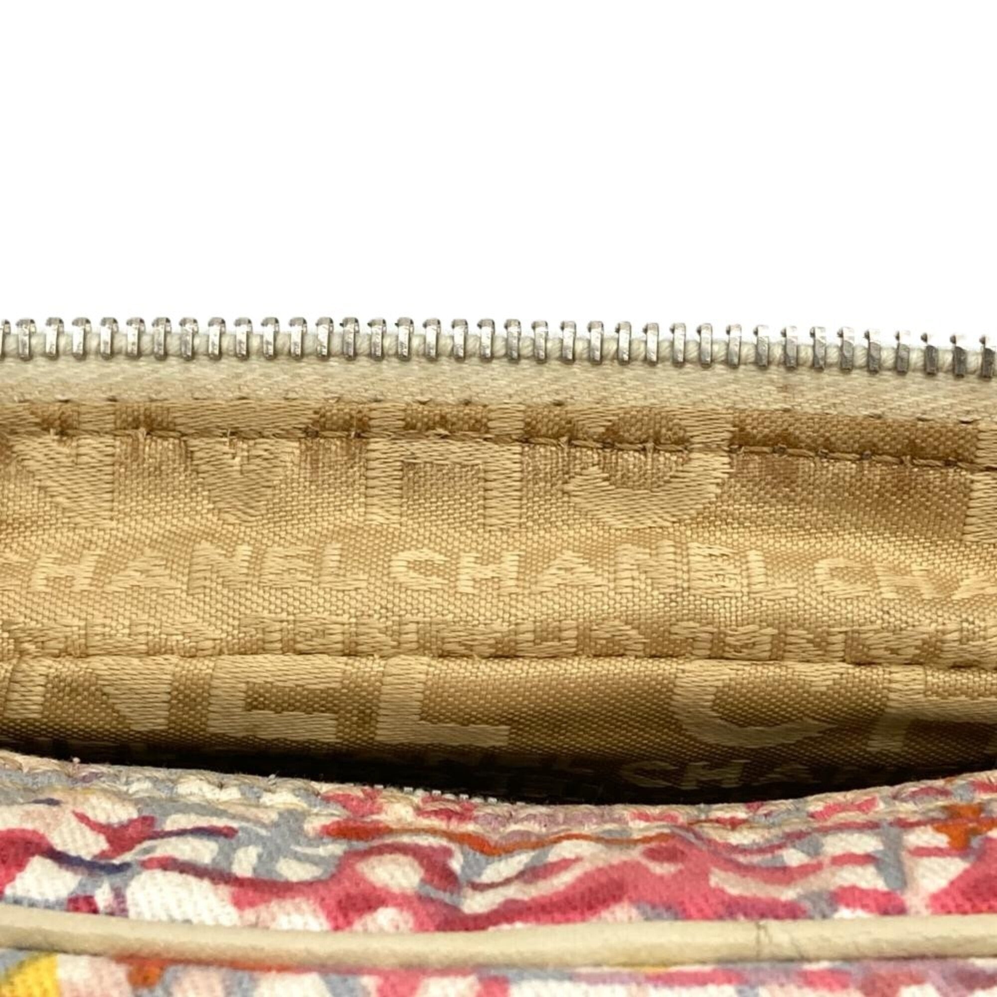 Chanel Beige Multi-Color Canvas Shoulder Bag (Pre-Owned)