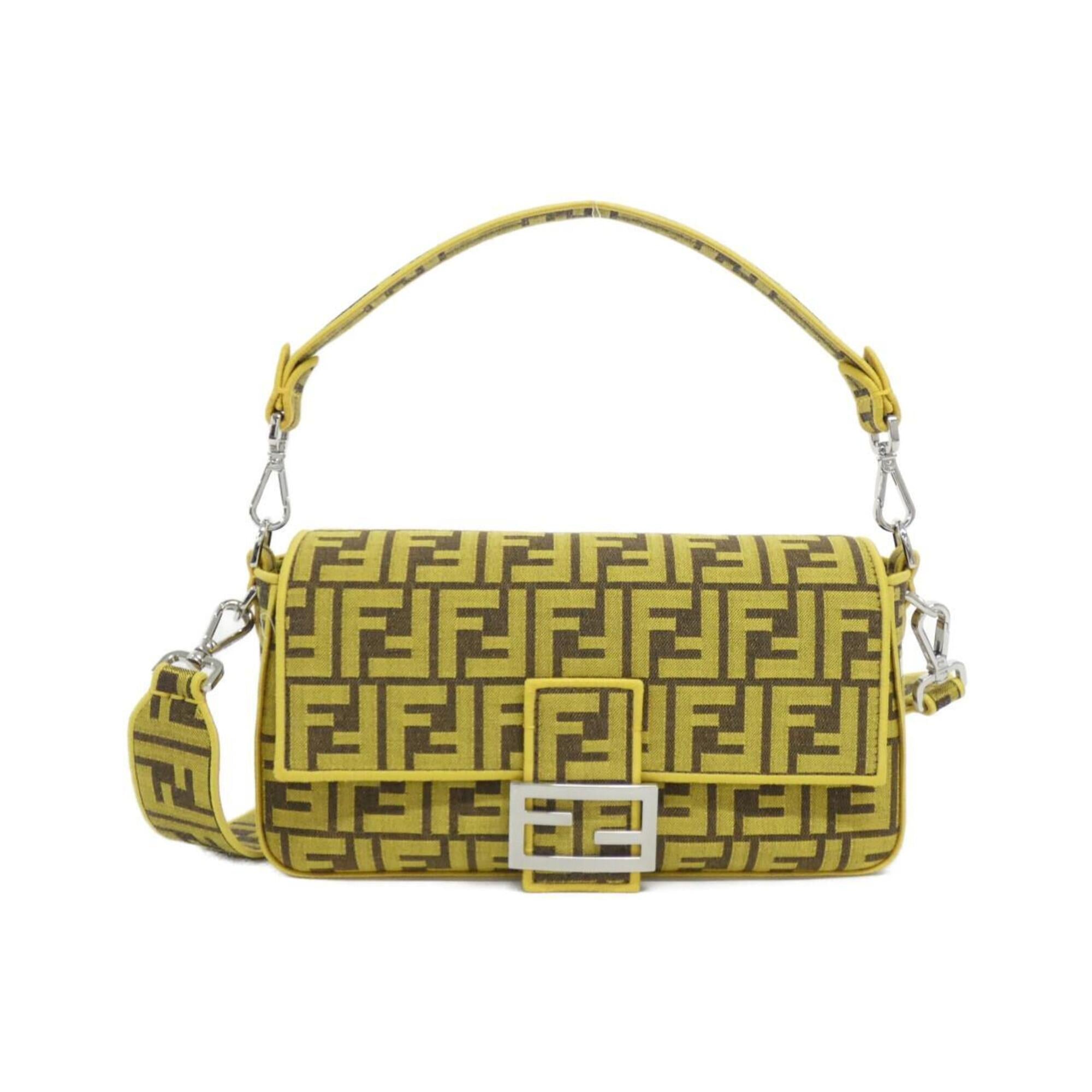 Fendi Yellow Canvas Shoulder Bag (Pre-Owned)
