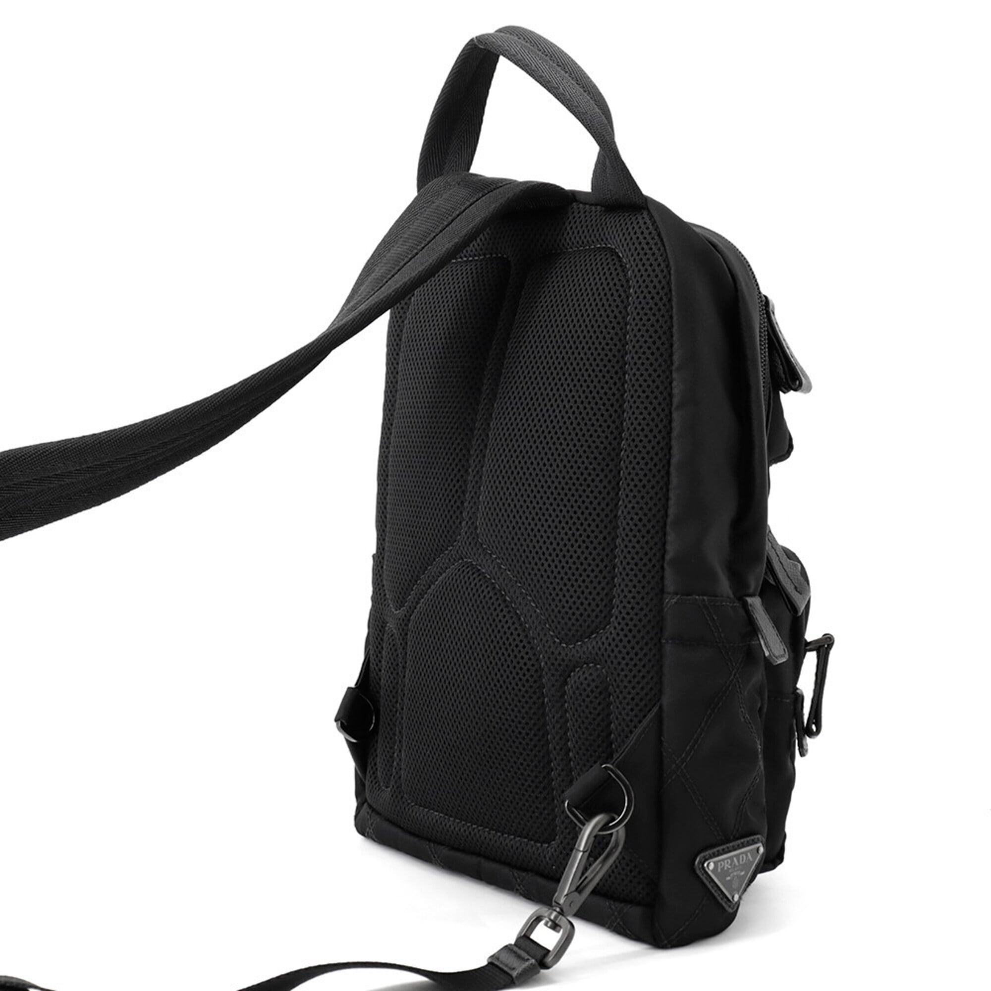 Prada Black Blue White Nylon Leather Backpack Sling Bag (Pre-Owned)