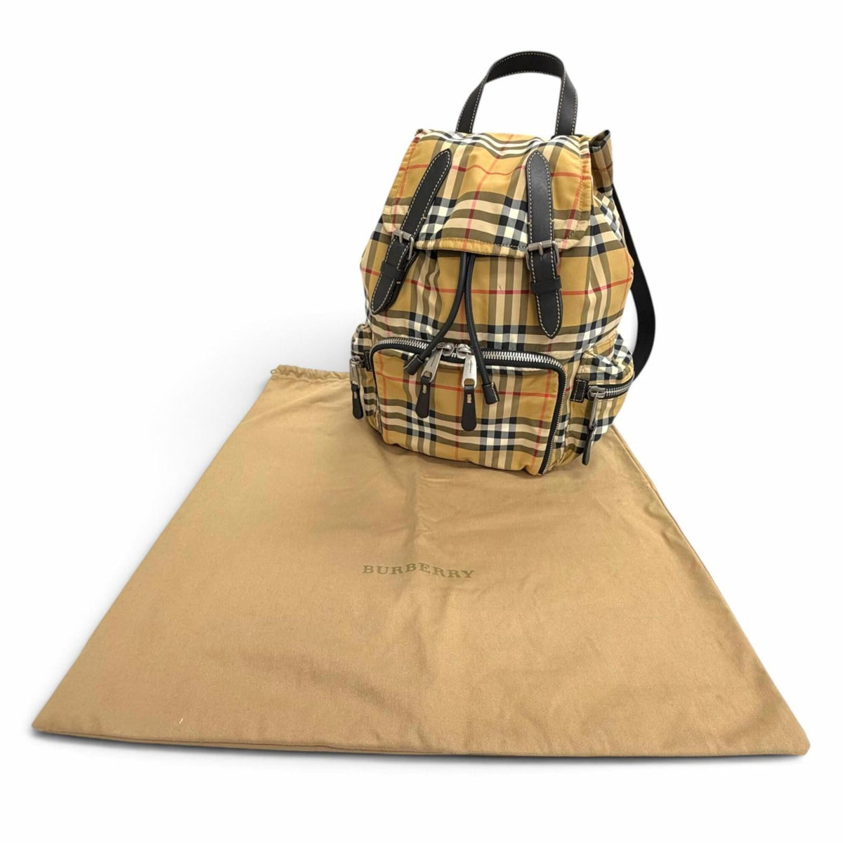 Burberry Beige Polyamide Leather Backpack (Pre-Owned)