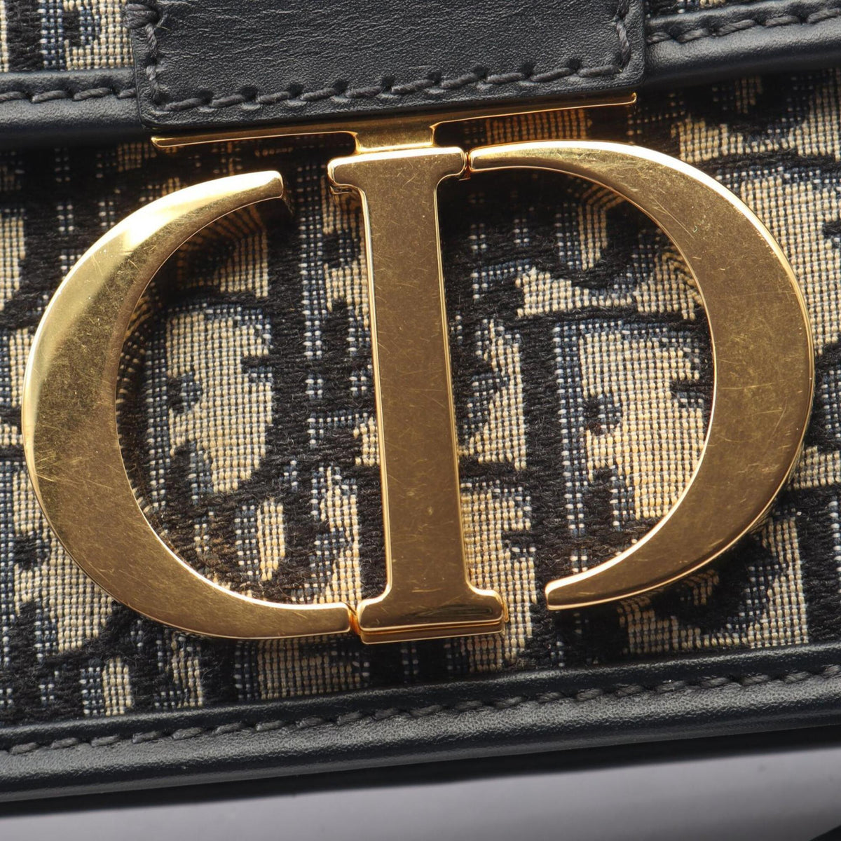 Christian Dior Beige Black Navy Canvas Leather Handbag Shoulder Bag (Pre-Owned)