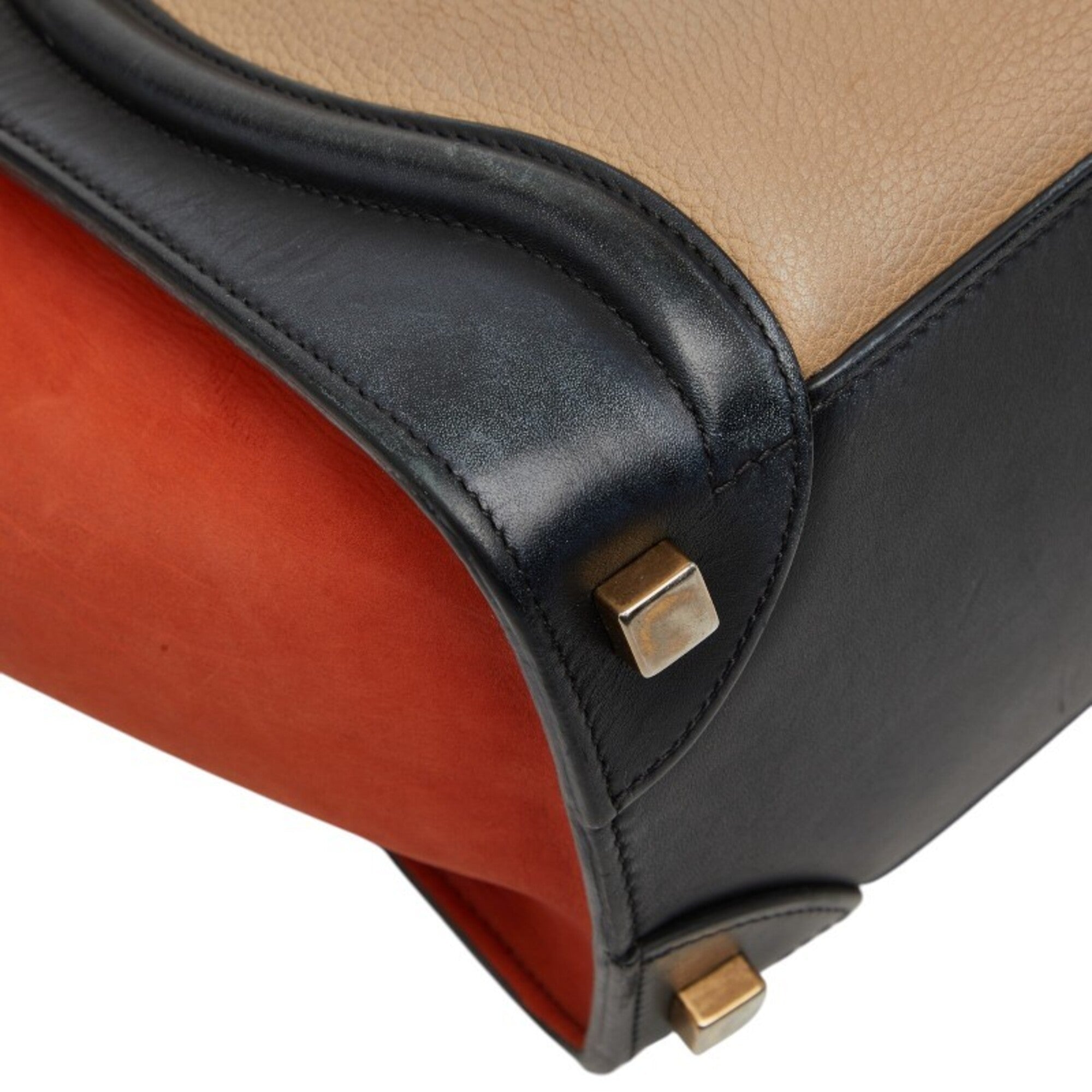 Celine Beige Black Orange Leather Handbag Tote Bag (Pre-Owned)