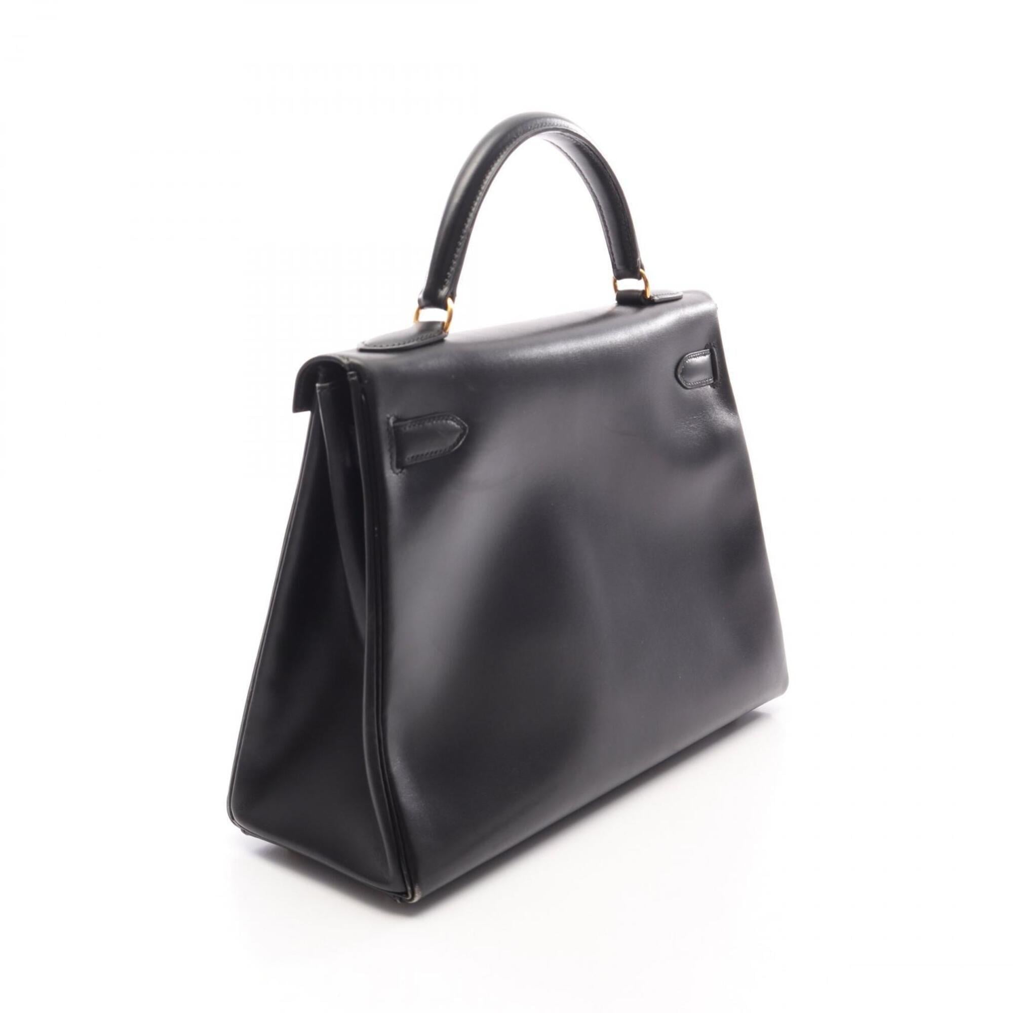 Hermes Black Box Calf Leather Handbag (Pre-Owned)