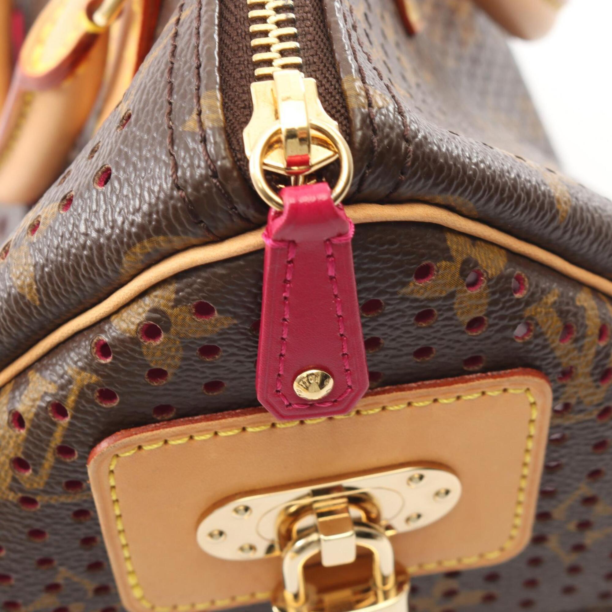 Louis Vuitton Brown Fuchsia Pink Coated Canvas Leather Handbag (Pre-Owned)