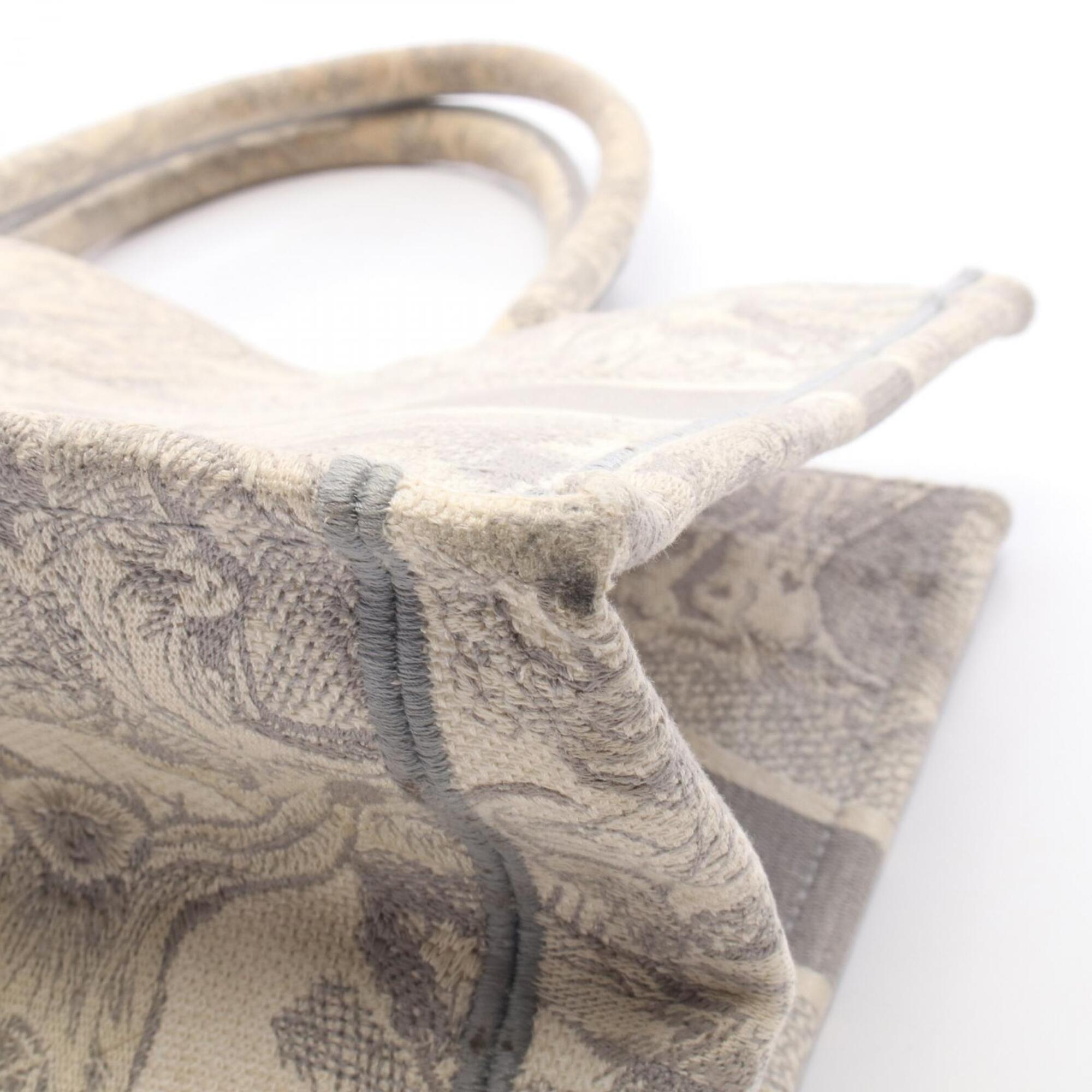 Christian Dior Gray Ivory Canvas Handbag Tote Bag (Pre-Owned)
