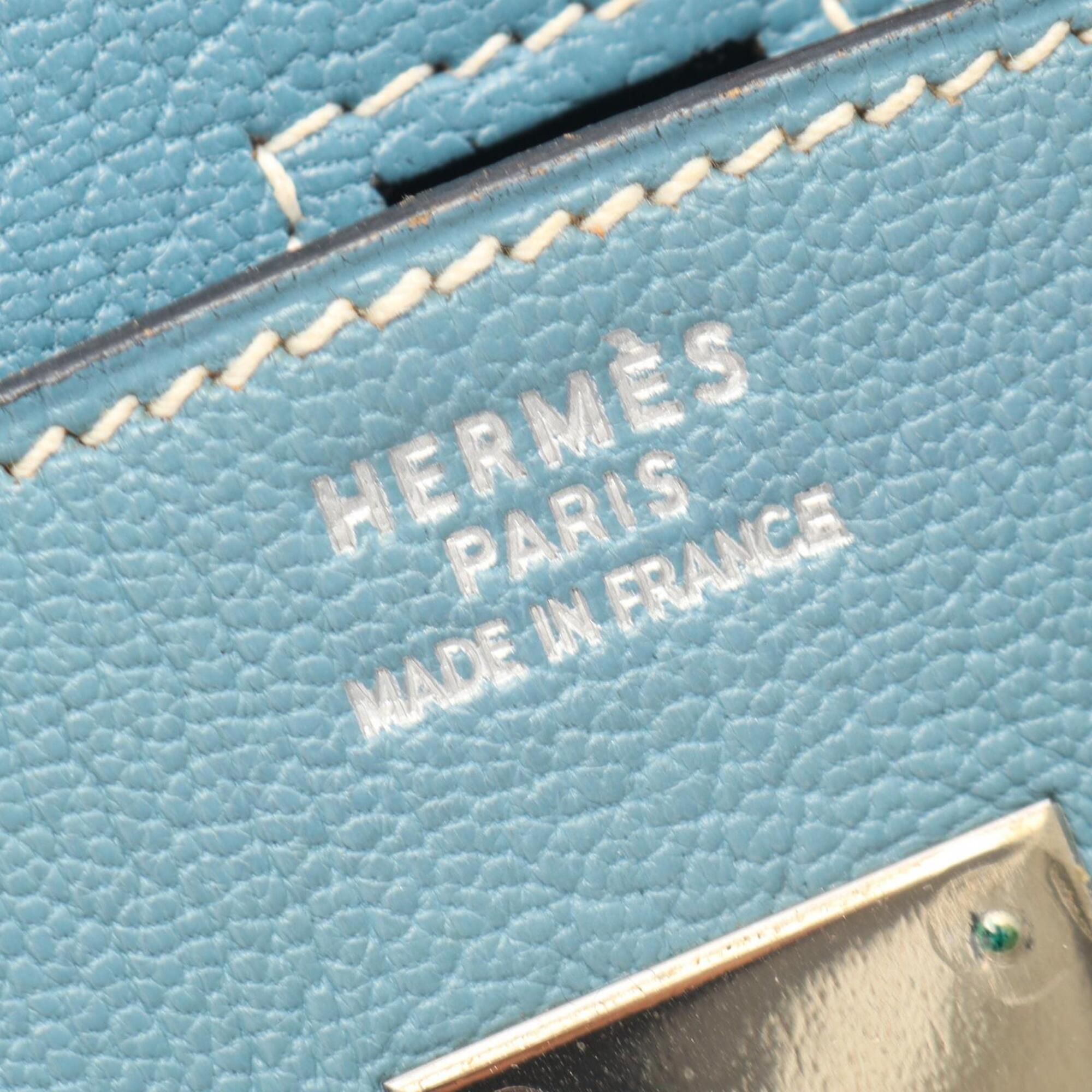 Hermes Blue Chevre Leather Handbag (Pre-Owned)
