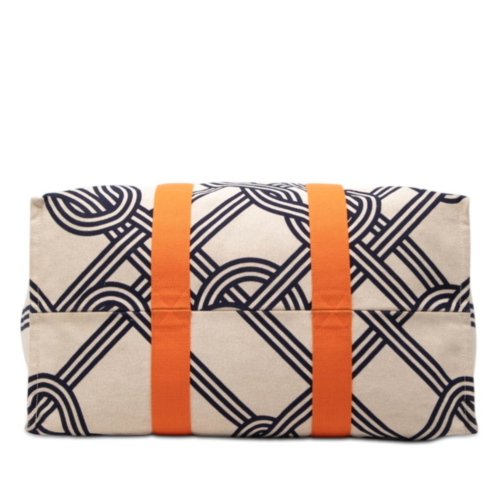 Hermes Beige Navy Orange Cotton Tote Bag (Pre-Owned)