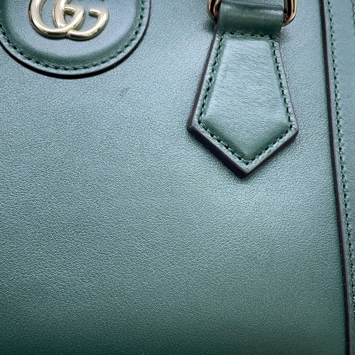 Gucci Bamboo Green Bamboo Leather Handbag Shoulder Bag (Pre-Owned)