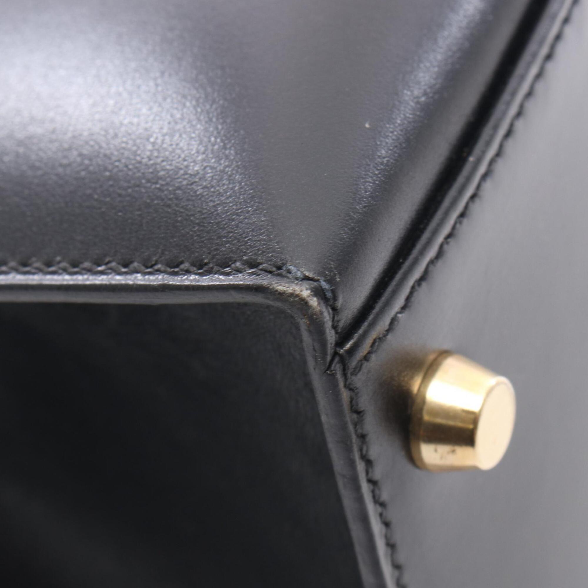 Hermes Black Box Calf Leather Handbag (Pre-Owned)