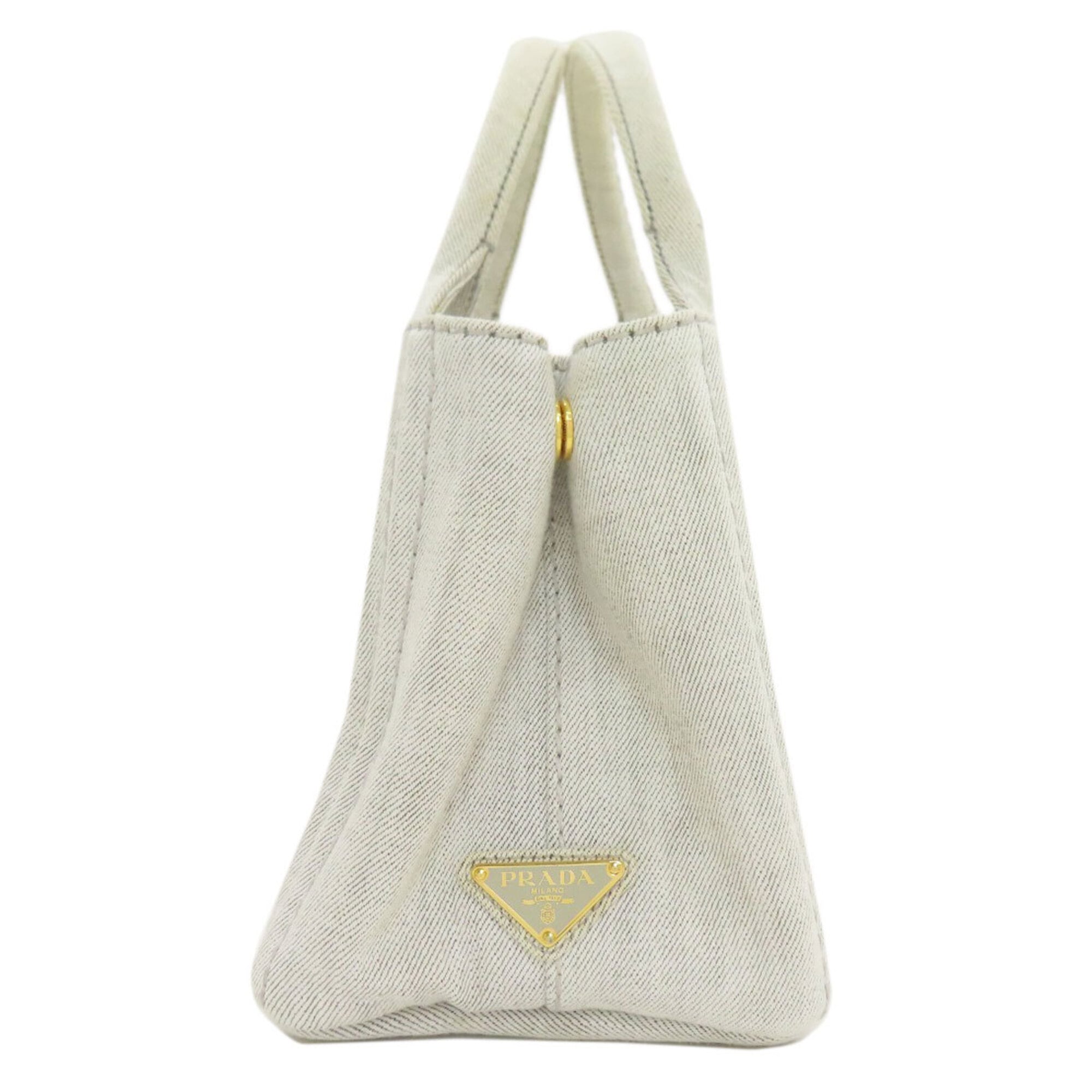 Prada Canapa Gray Denim Handbag (Pre-Owned)