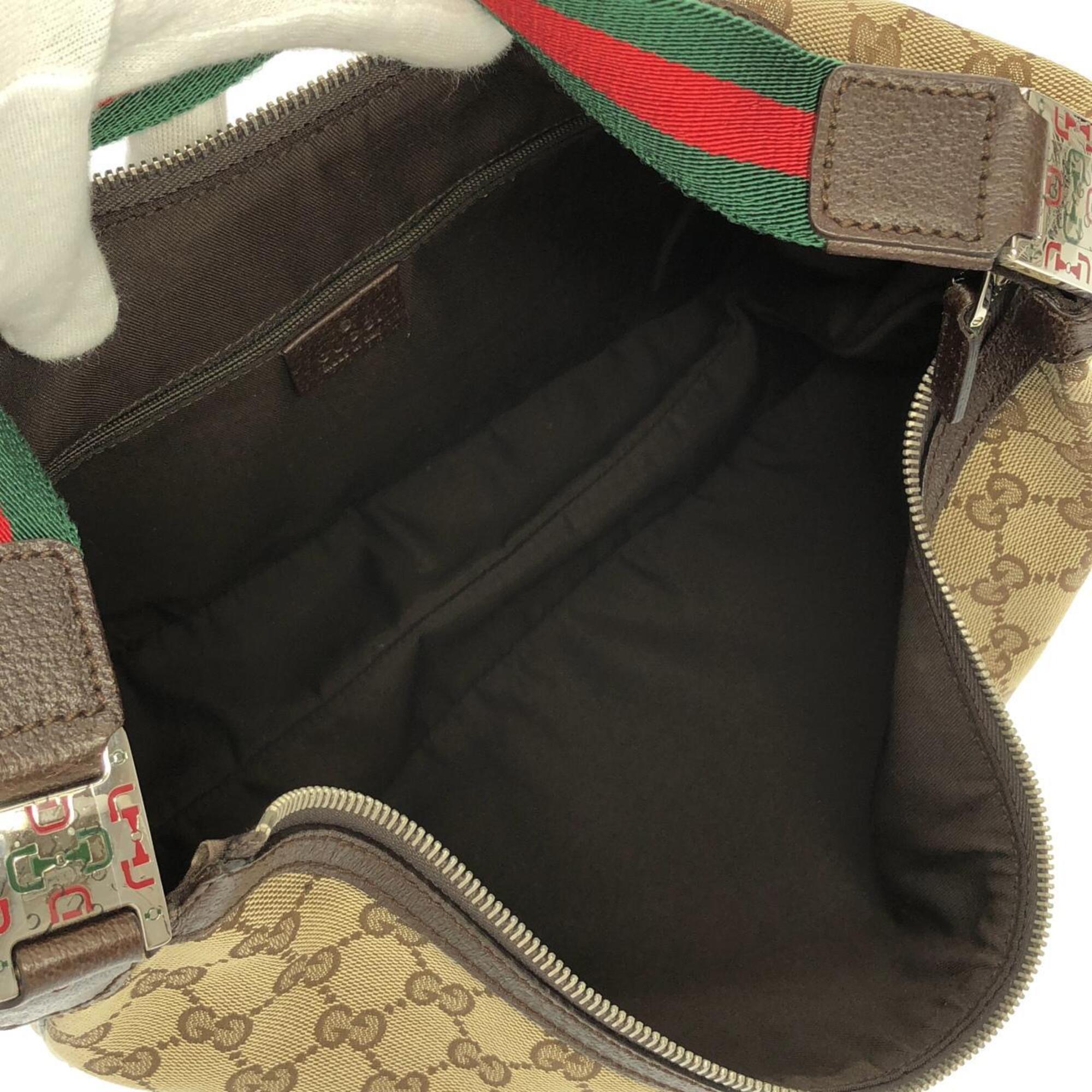 Gucci Beige Brown Gg Canvas Shoulder Bag (Pre-Owned)