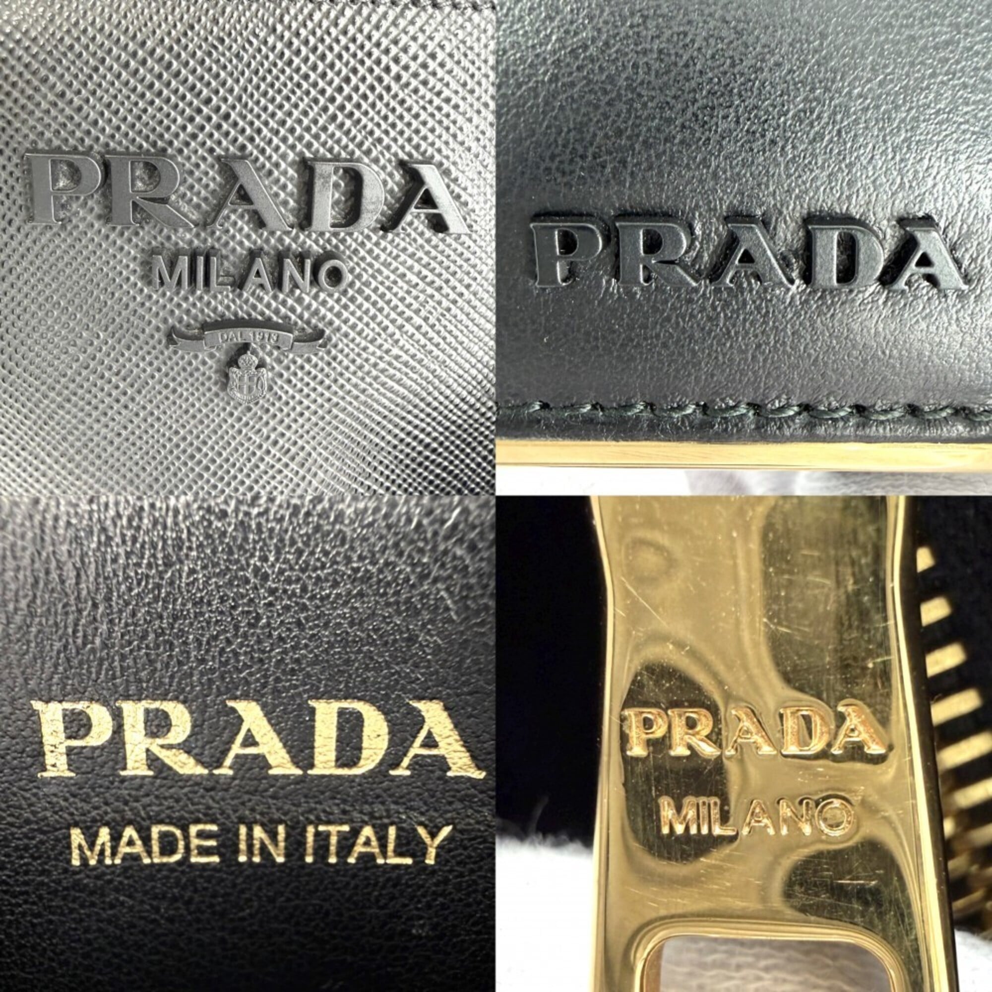 Prada Black Leather Handbag Pouch Shoulder Bag (Pre-Owned)
