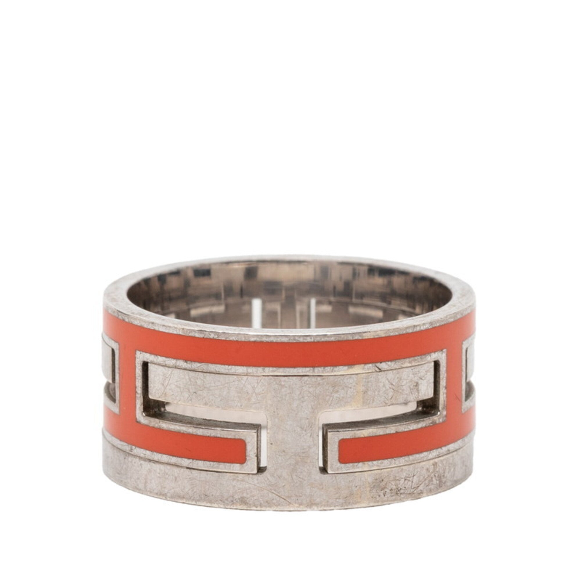 Hermes Silver Orange Silver 925 Band Ring (Pre-Owned)