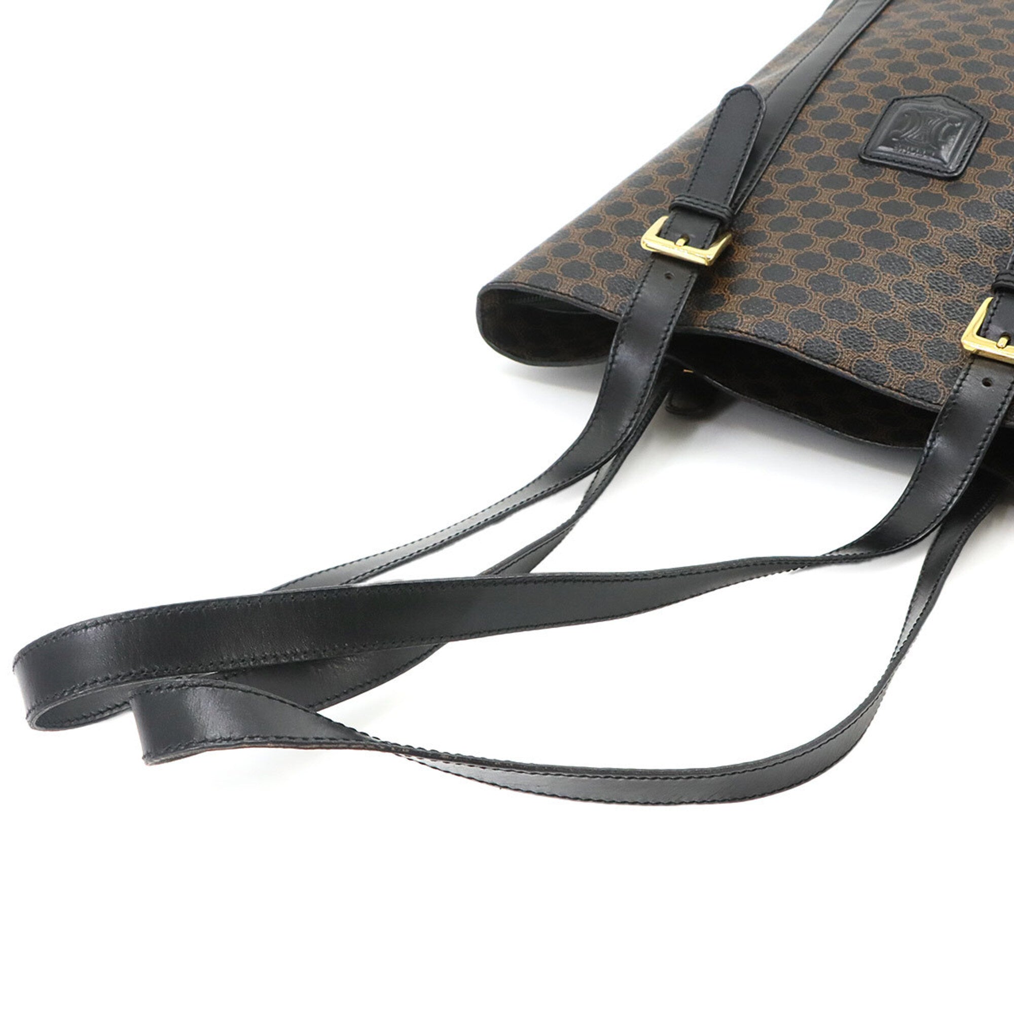 Celine Macadam Black Brown Pvc Leather Handbag Tote Bag (Pre-Owned)