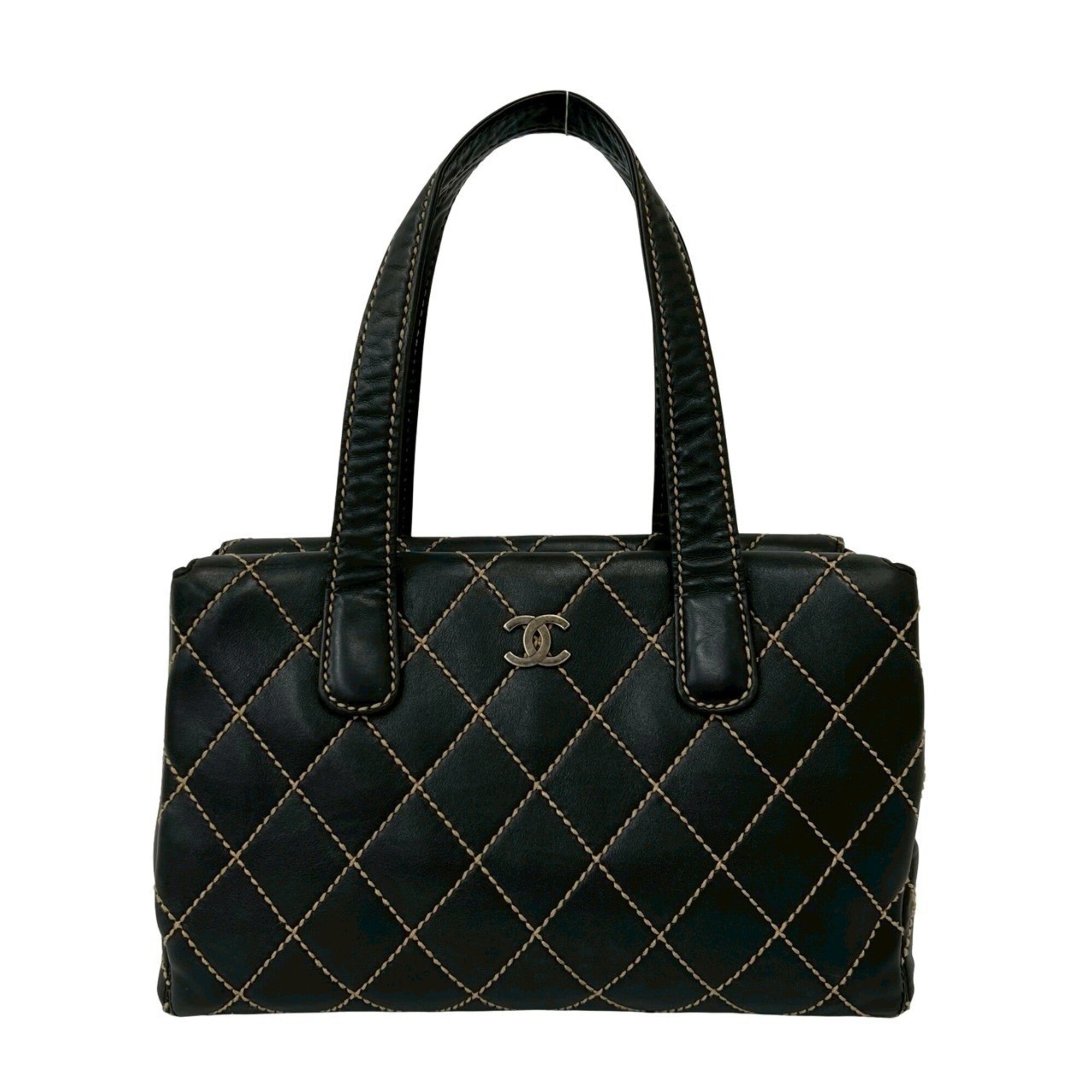 Chanel Black Leather Shoulder Bag Tote Bag (Pre-Owned)