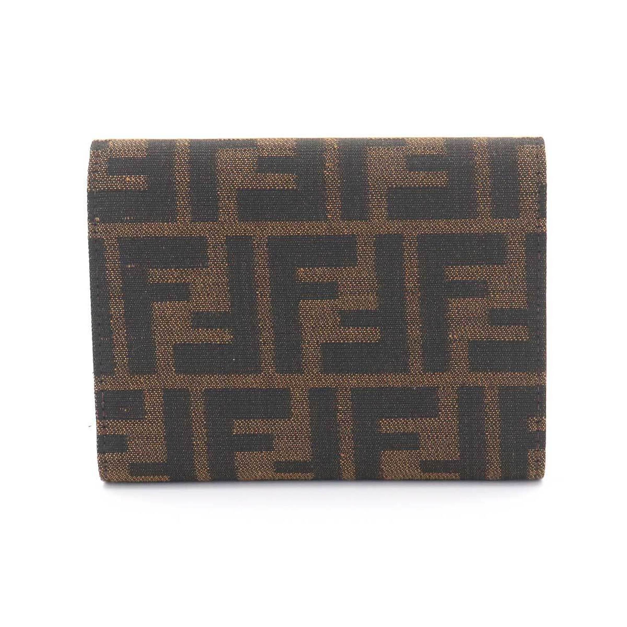 Fendi Brown Canvas Leather Wallet (Tri-Fold) (Pre-Owned)