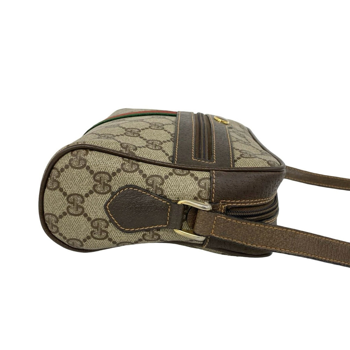 Gucci Brown Green Red Color Pvc Leather Shoulder Bag (Pre-Owned)