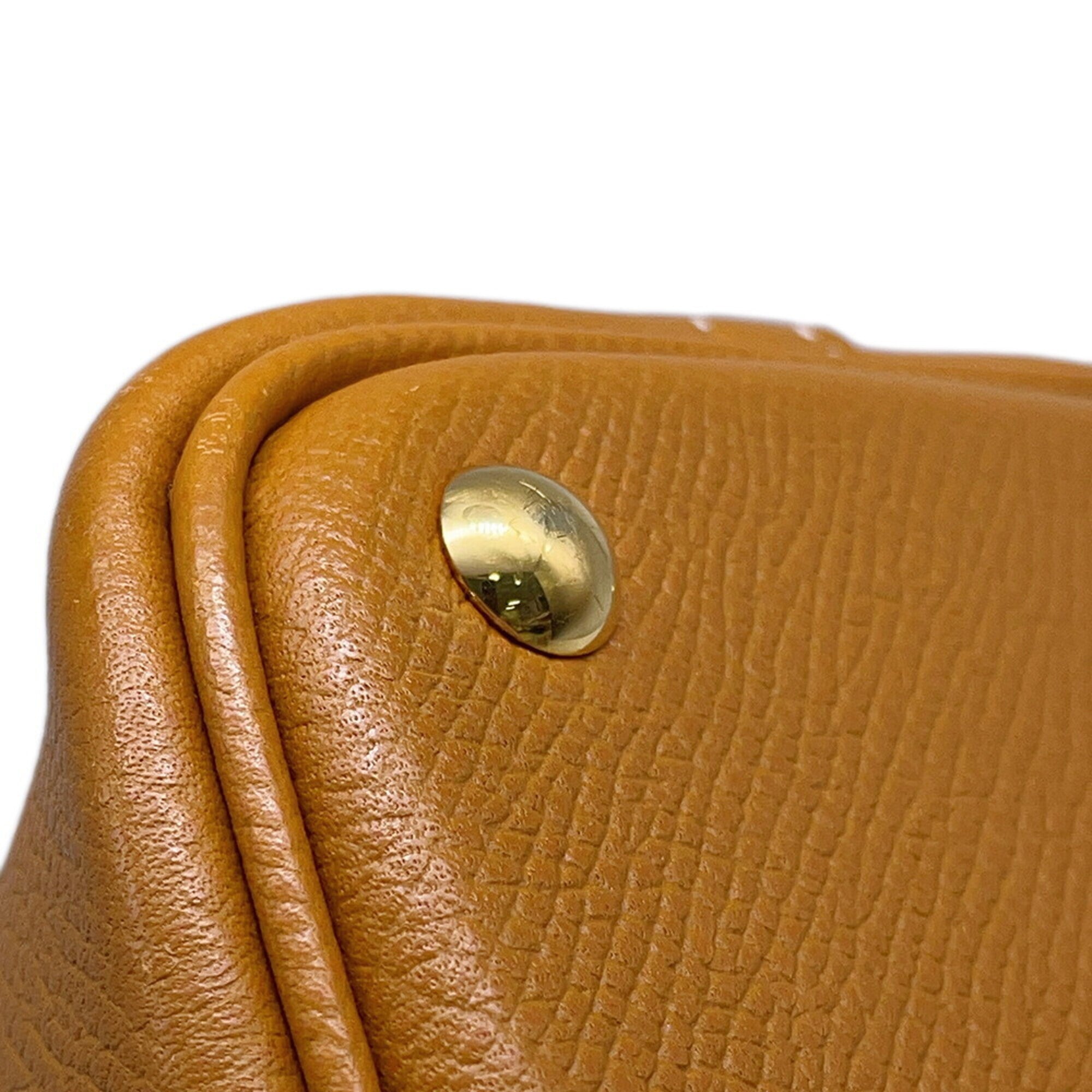 Hermes Gold Brown Epsom Leather Handbag Shoulder Bag (Pre-Owned)
