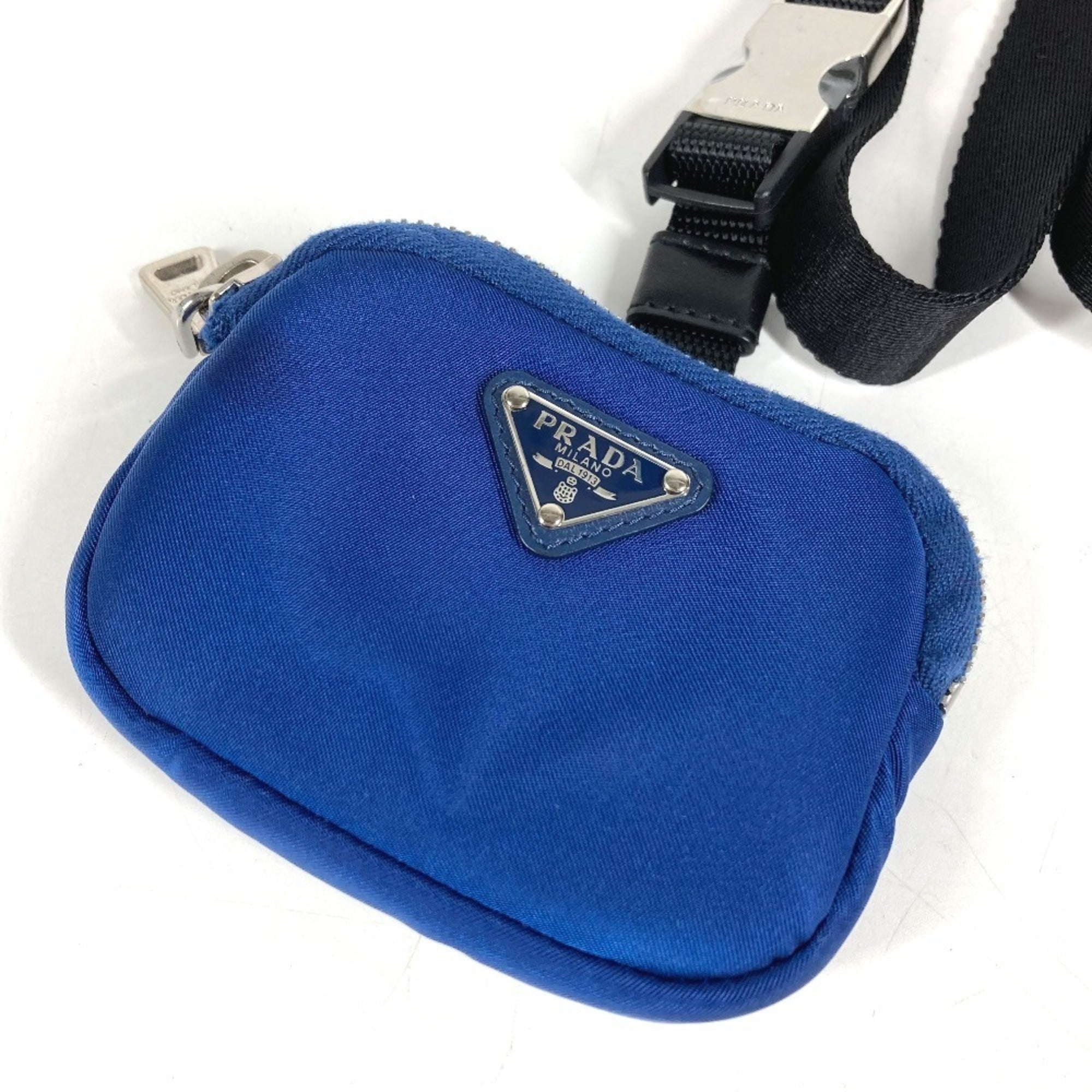 Prada Black Blue Nylon Handbag Pouch (Pre-Owned)