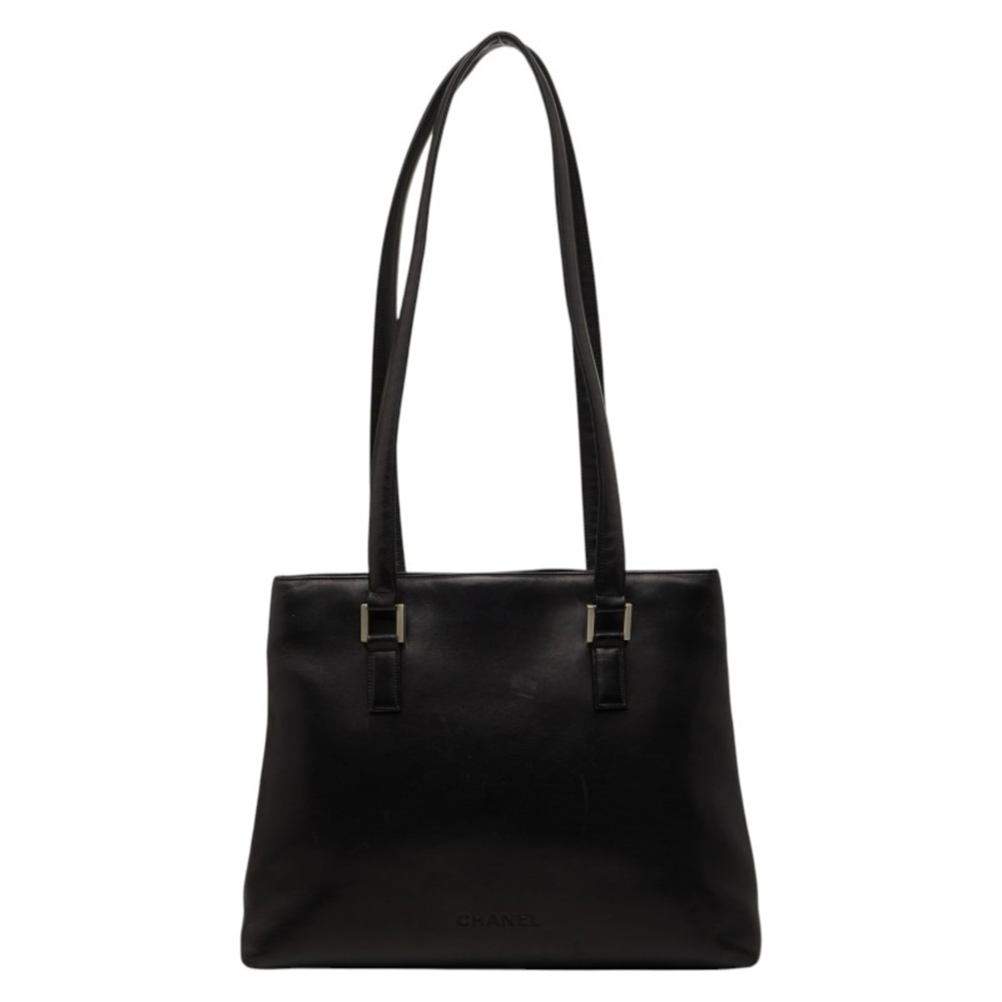 Chanel Black Leather Shoulder Bag Tote Bag (Pre-Owned)