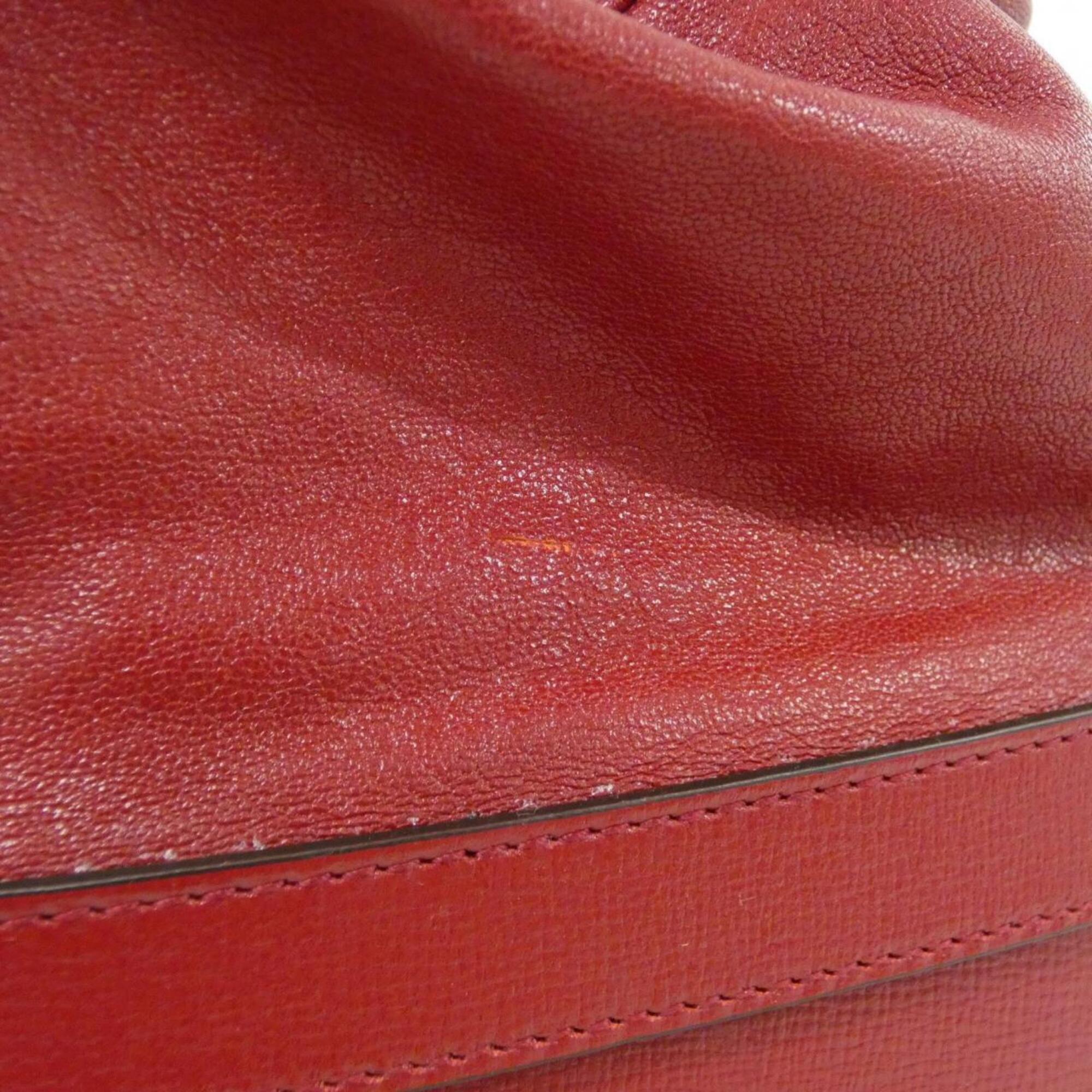 Gucci Red Color Leather Shoulder Bag (Pre-Owned)