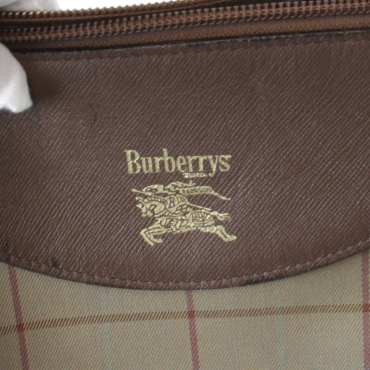Burberry Brown Gray Leather Canvas Shoulder Bag (Pre-Owned)