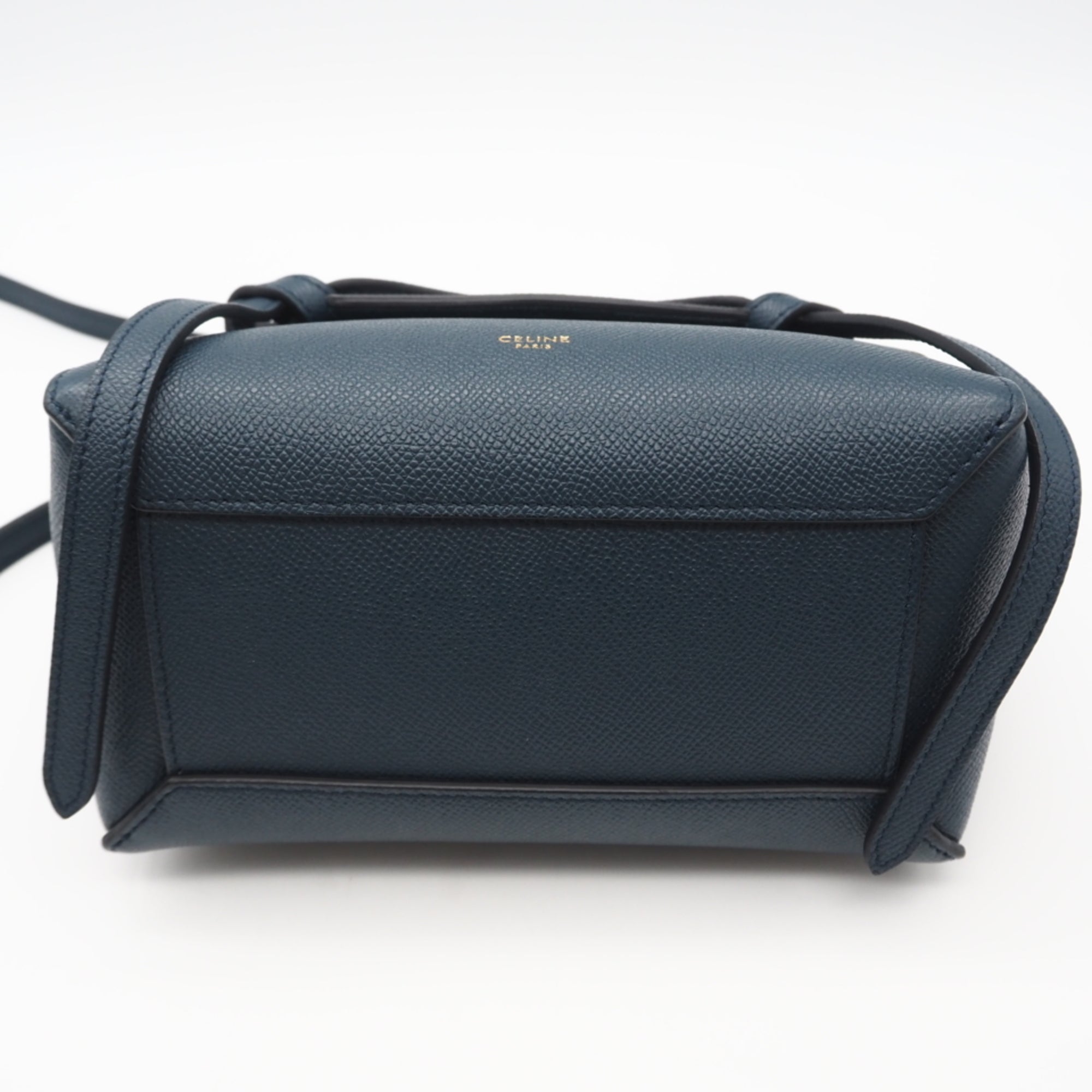 Celine Dark Green Green Leather Briefcase Handbag (Pre-Owned)