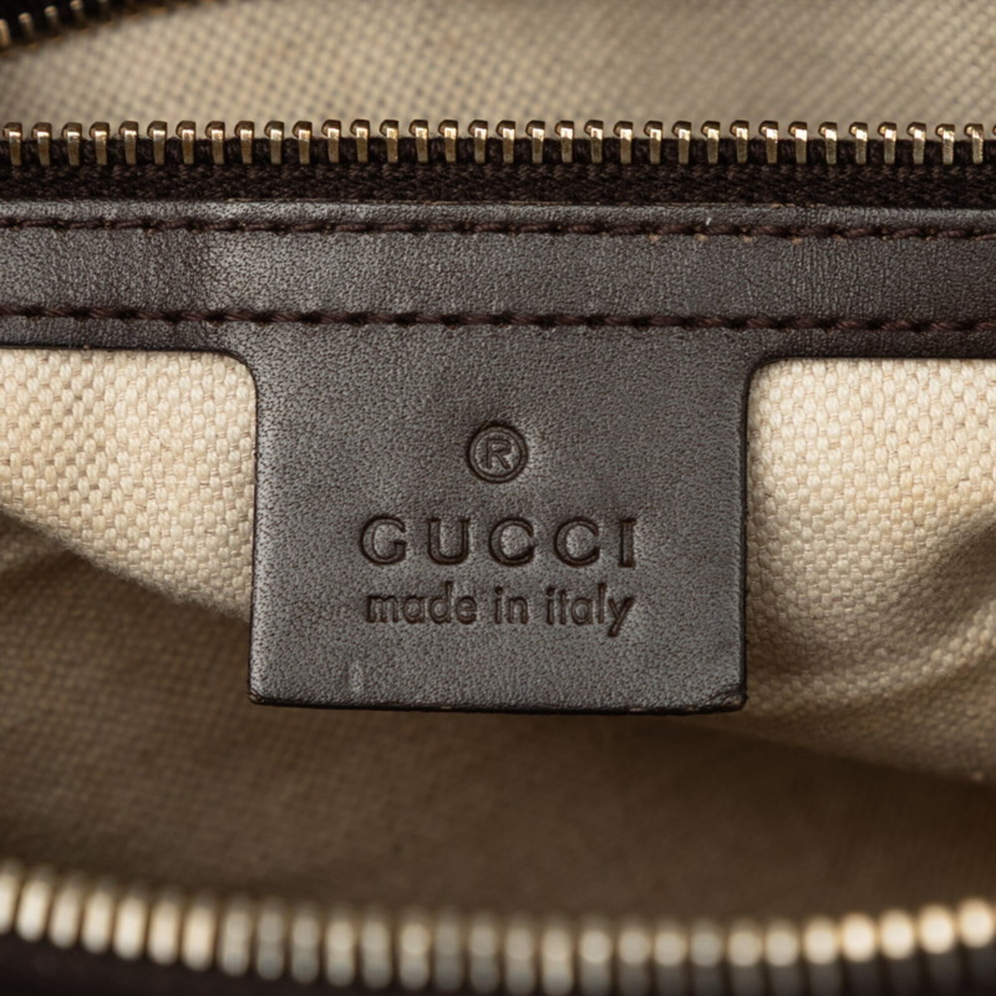 Gucci Beige Brown Canvas Leather Boston Bag Handbag Shoulder Bag (Pre-Owned)