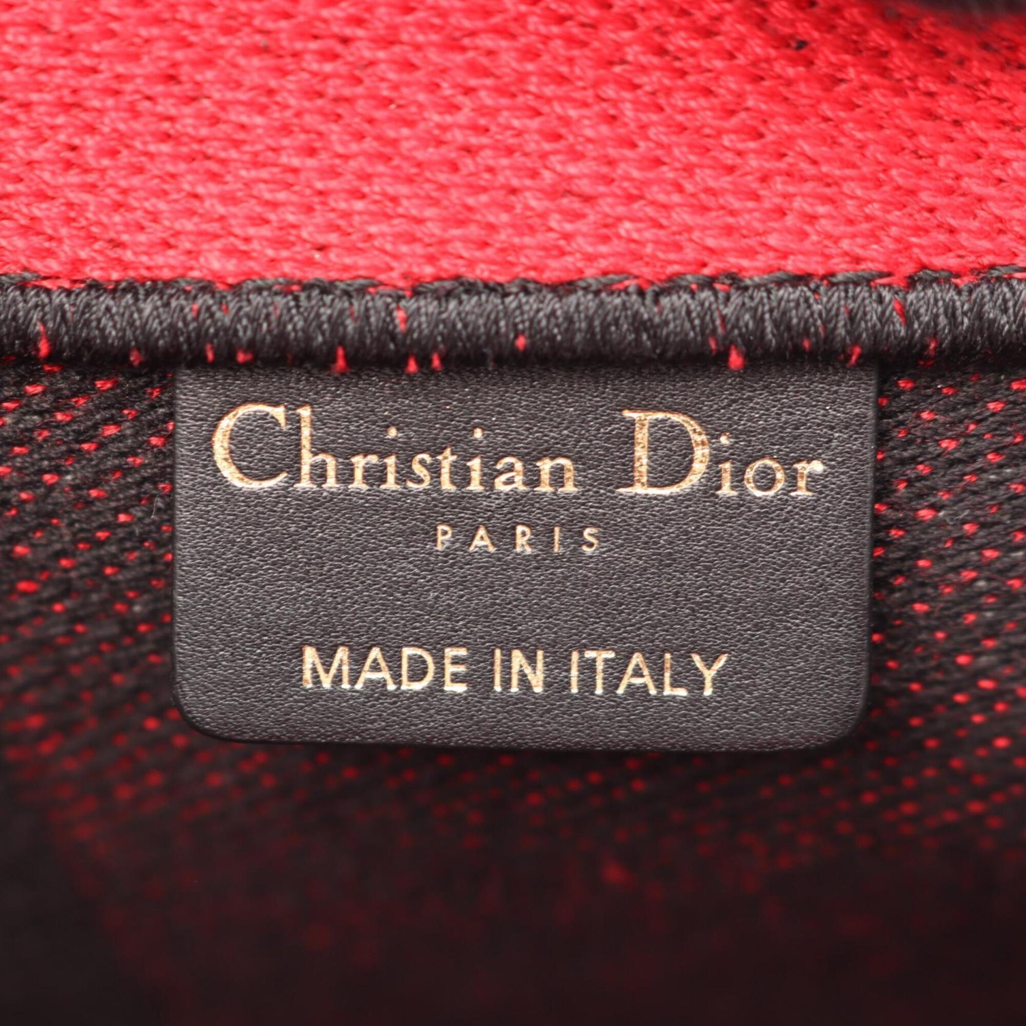 Christian Dior Black Red Color Canvas Handbag Tote Bag (Pre-Owned)