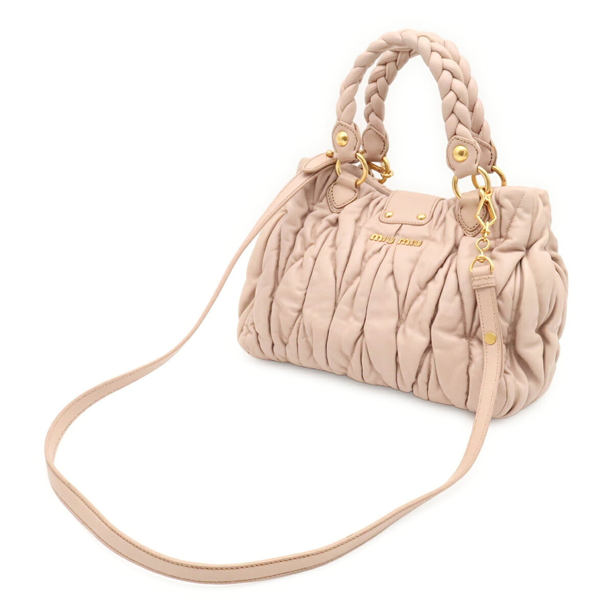 Miu Miu Pink Beige Leather Handbag Shoulder Bag (Pre-Owned)