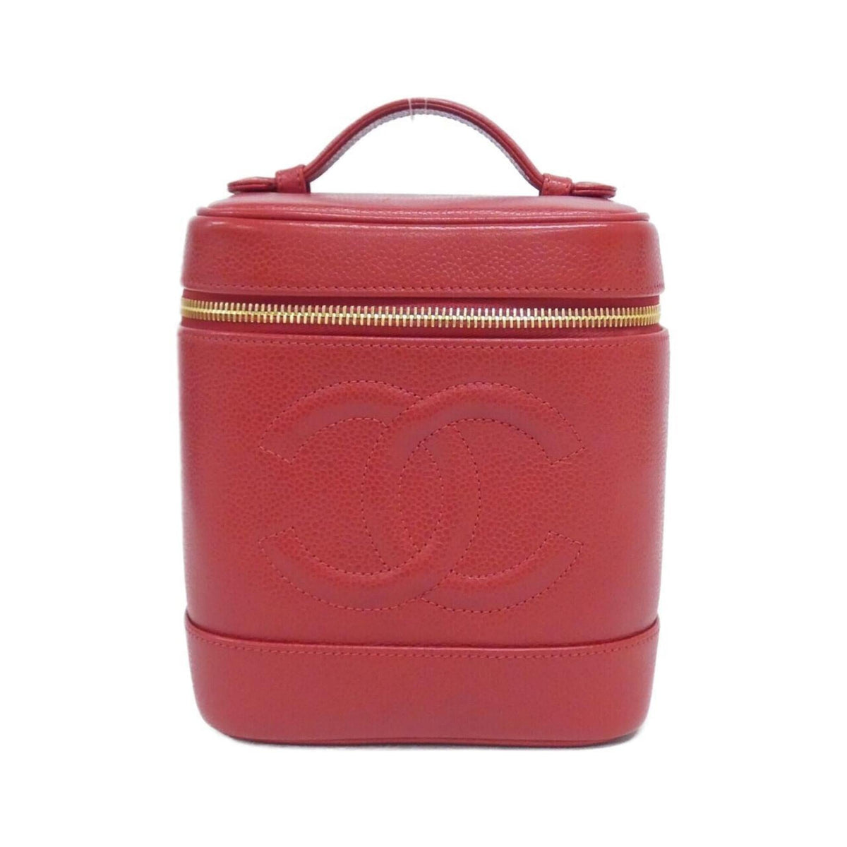 Chanel Red Color Grained Calfskin Handbag (Pre-Owned)