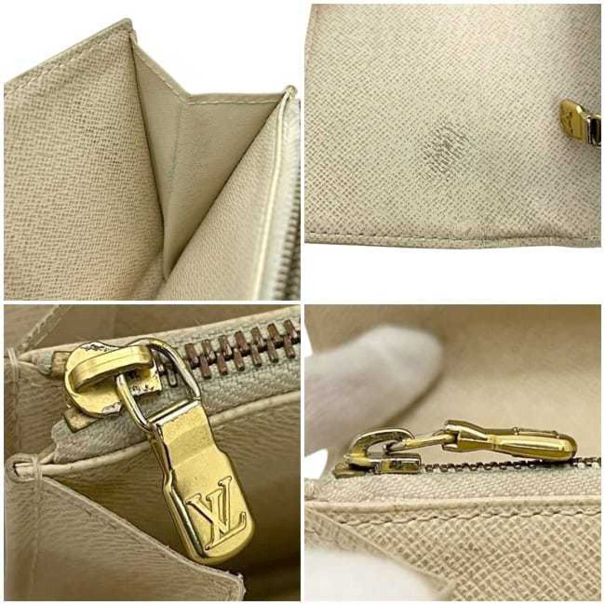 Louis Vuitton Beige Damier Azur Gray White Damier Azur Long Wallet (Bi-Fold) (Pre-Owned)