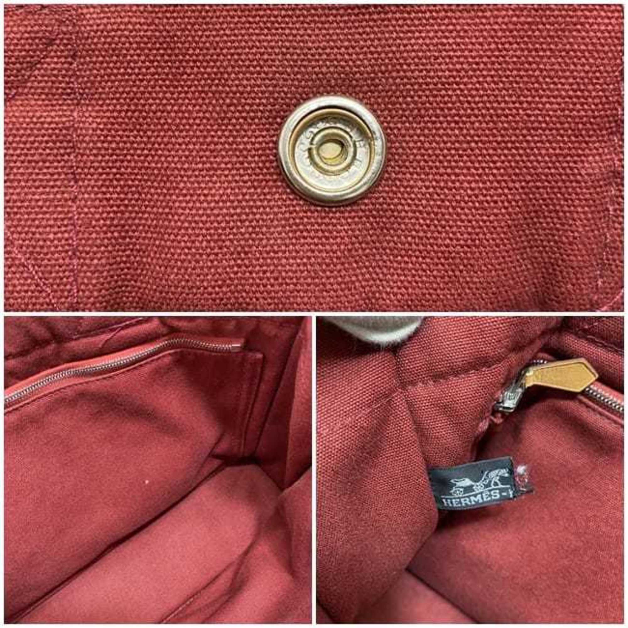 Hermes Red Color Canvas Handbag (Pre-Owned)