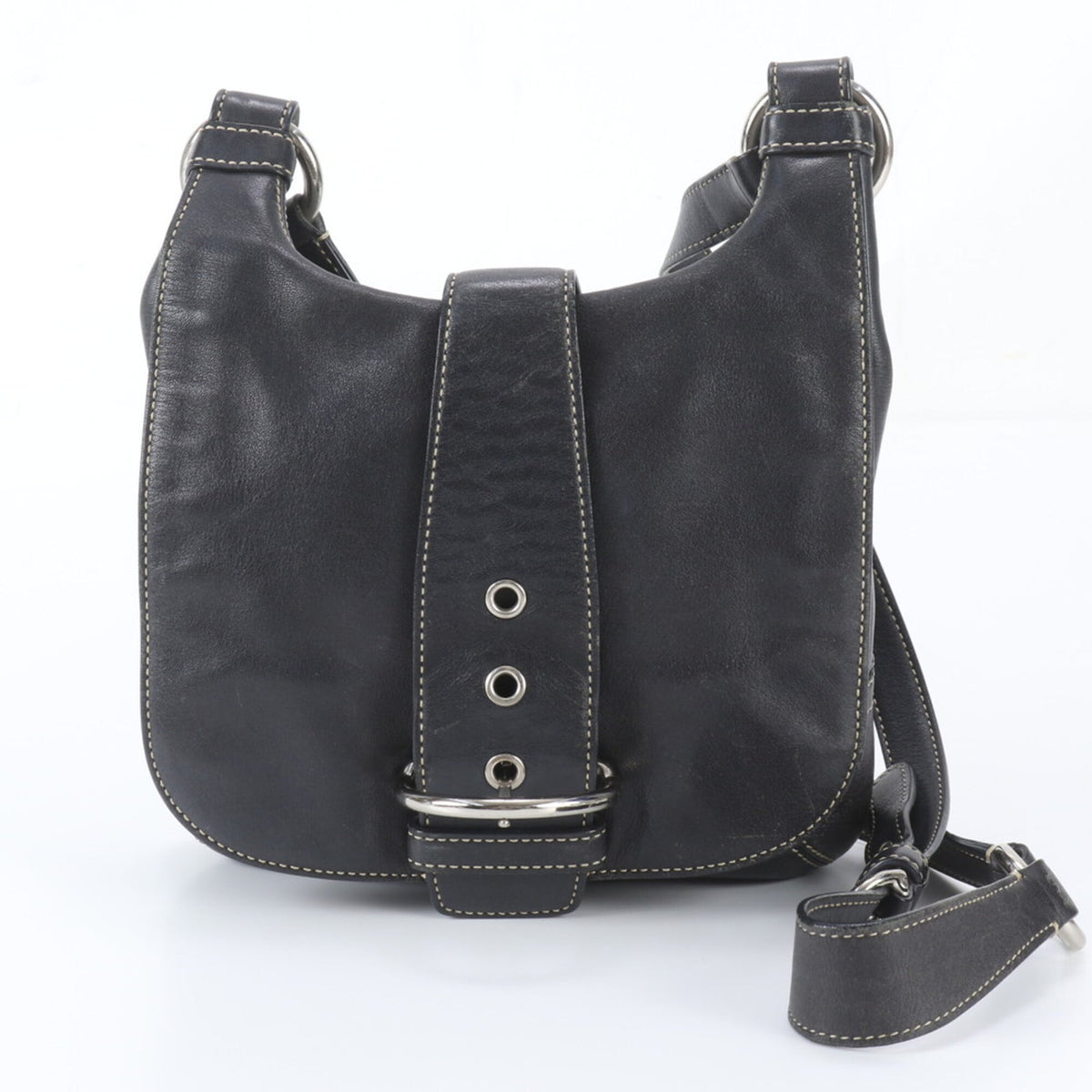 Coach Black Leather Crossbody Bag Shoulder Bag (Pre-Owned)