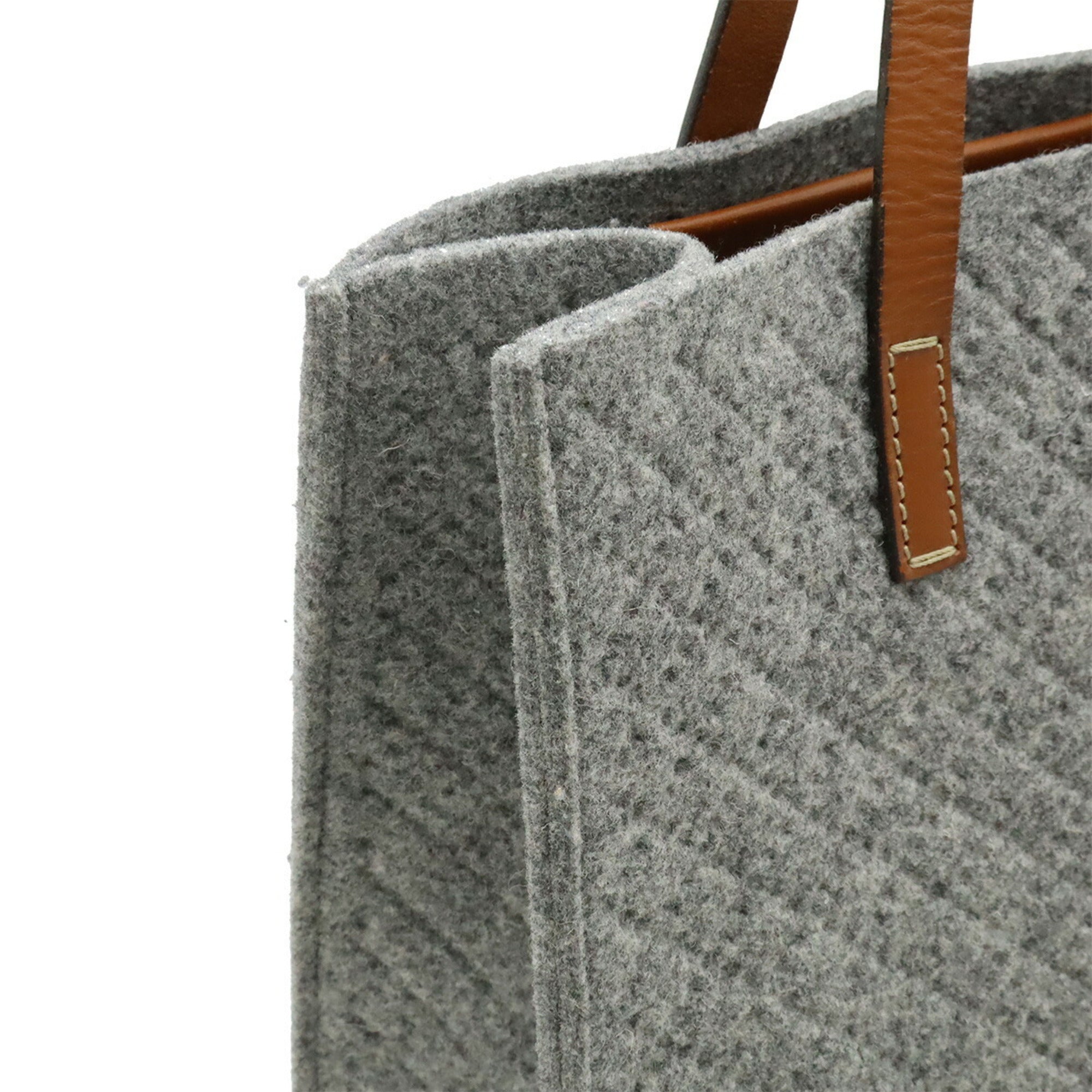 Gucci Diamante Gray Brown Felt Leather Handbag Shoulder Bag Tote Bag (Pre-Owned)